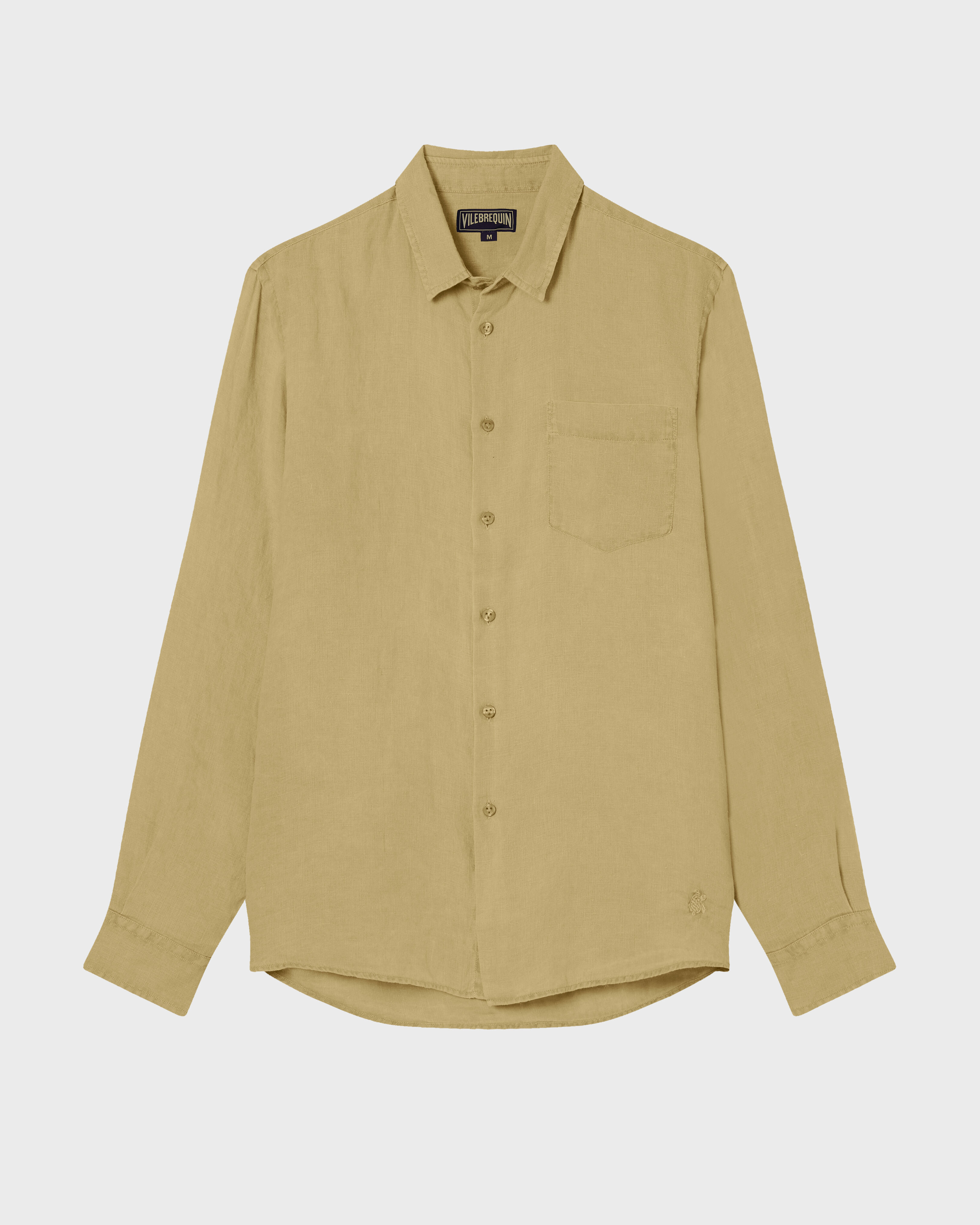 Camisa de lino de color natural para hombre MOCHA front view