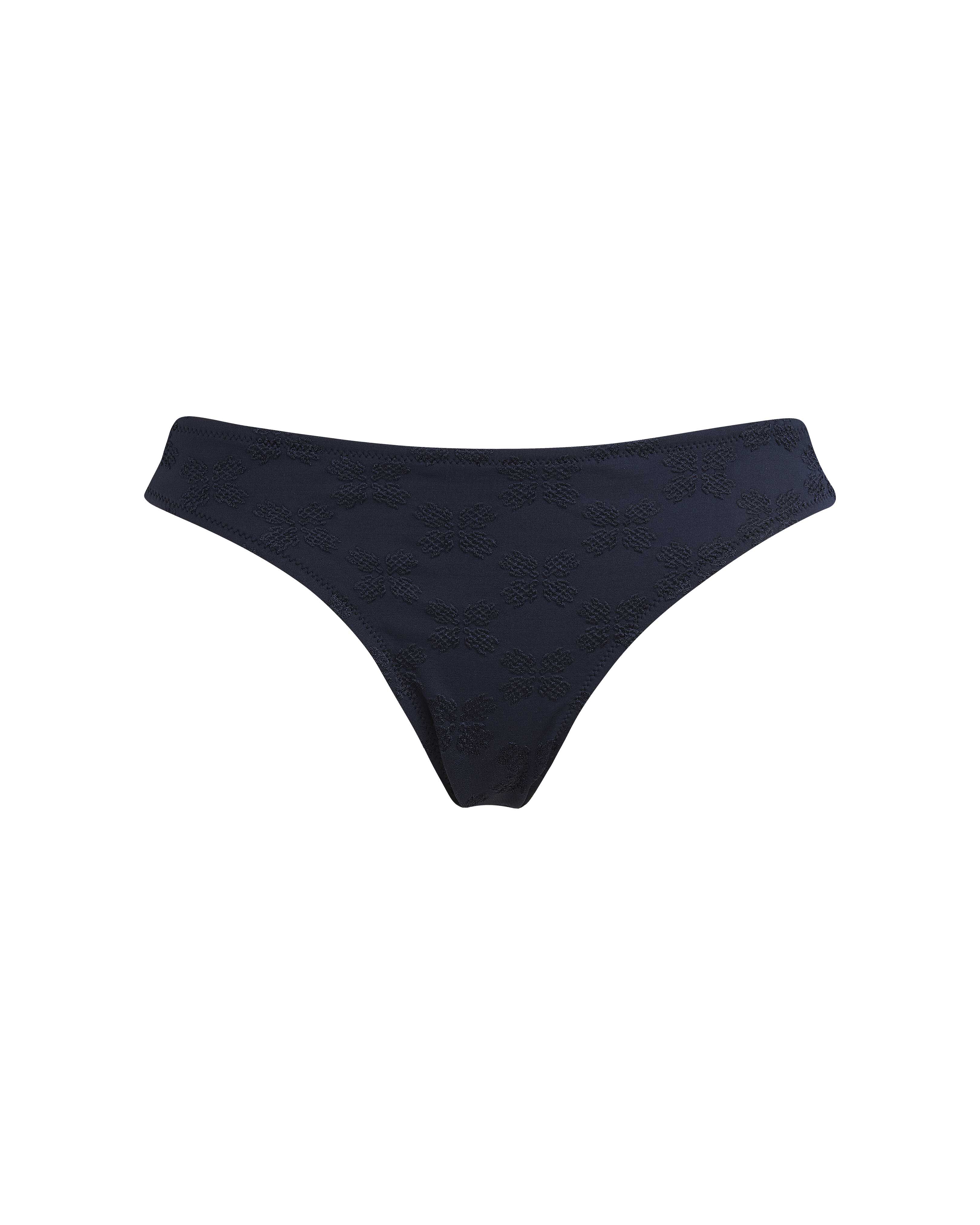 Women Midi brief Bikini Bottom Turtle Monogram Jacquard NAVY front view