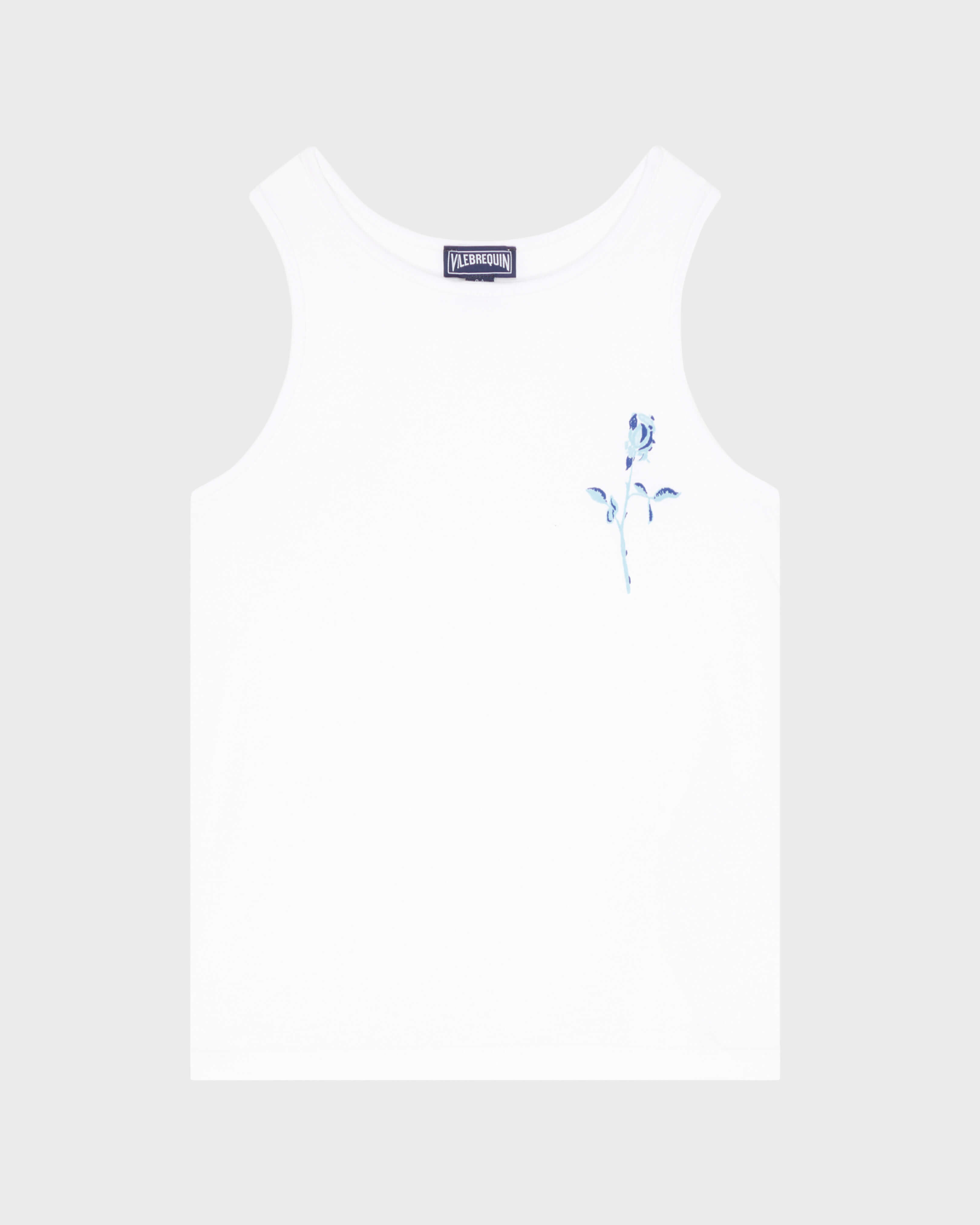 Débardeur en coton organique fille Roses BLANC front view