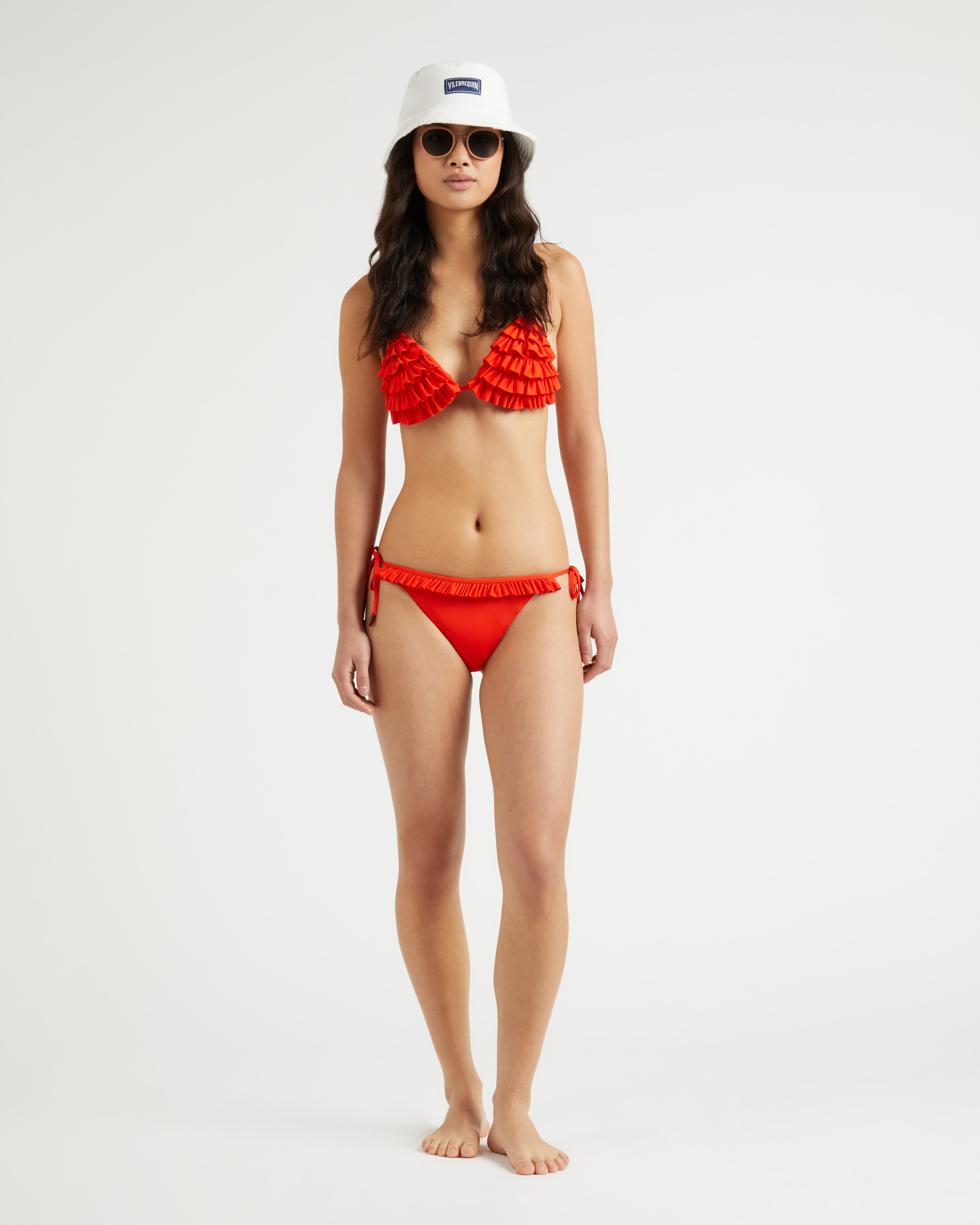Women Side Tie Mini Bikini Bottom Solid POPPY RED supp1 view