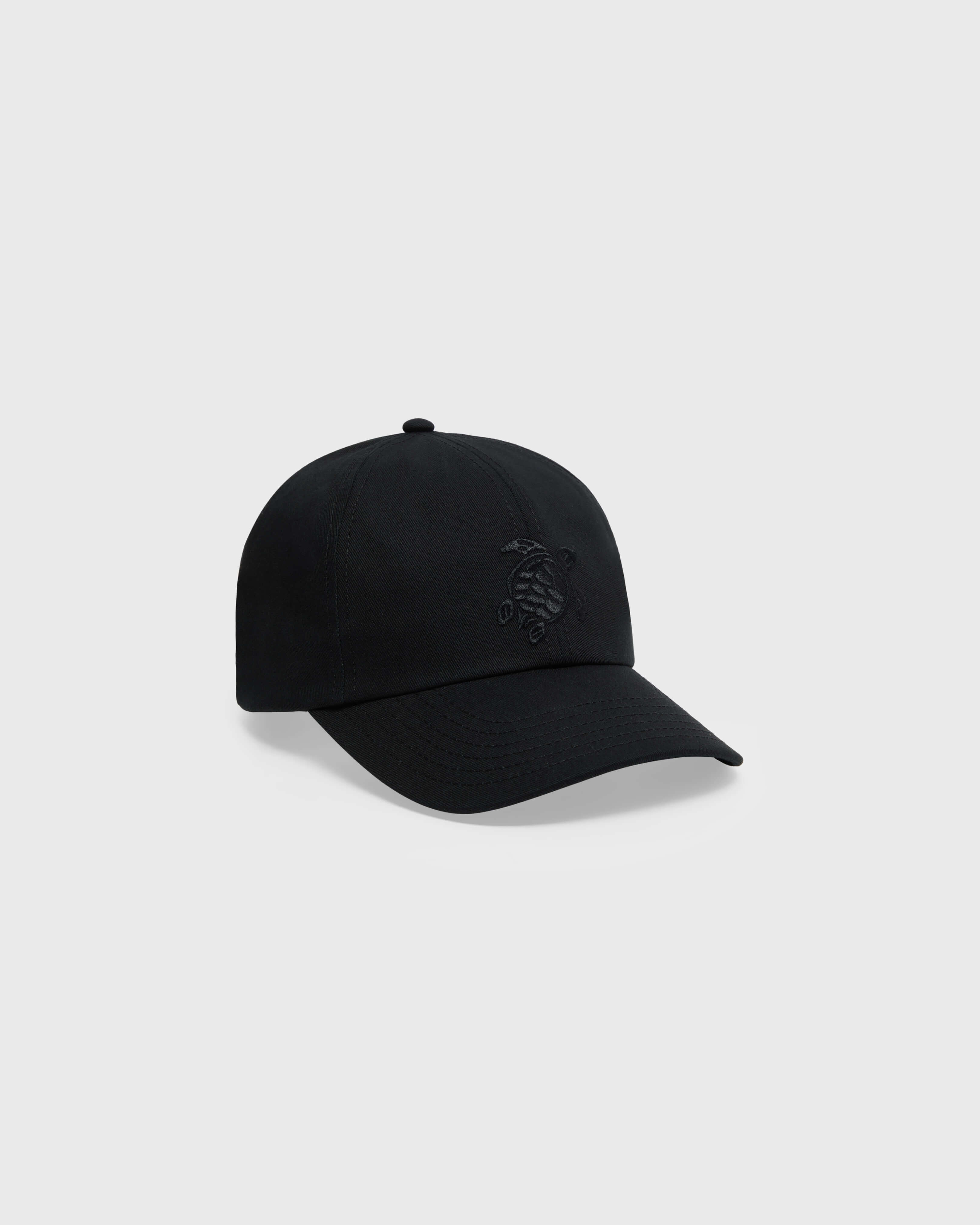Solid Cap Turtle Embroidery BLACK back view