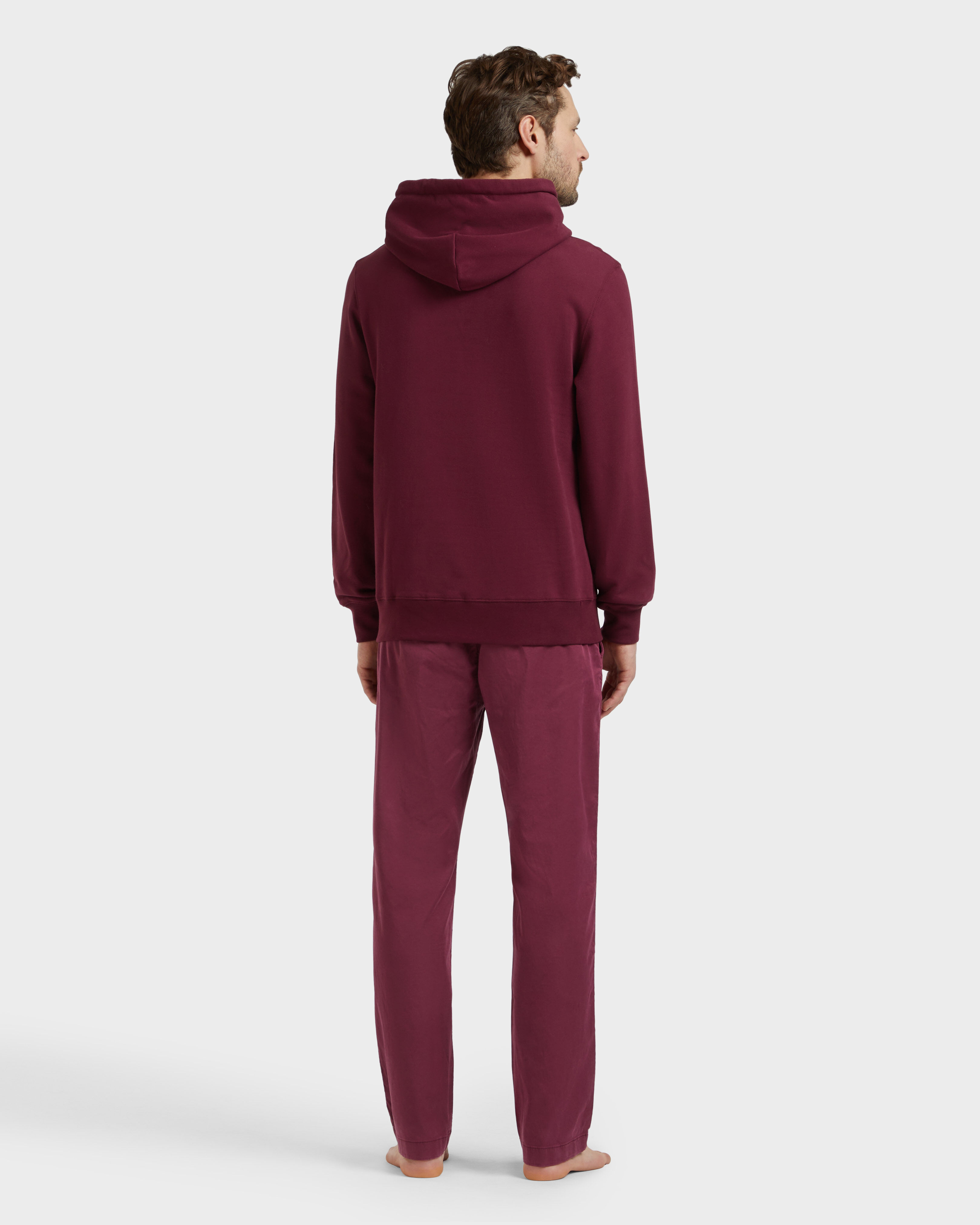 Men Cotton Hoodie Sweatshirt Solid BACCHUS backworn view