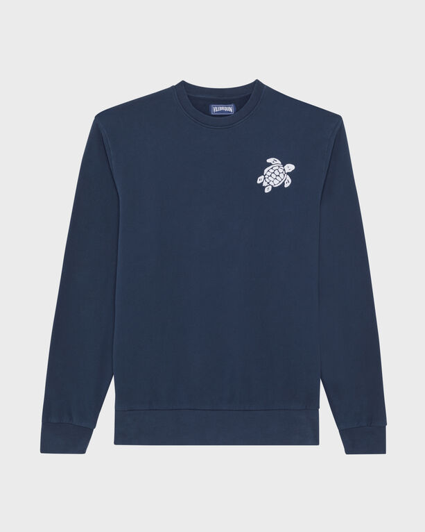 Vilebrequin - Baumwoll-sweatshirt Mit Rundhalsausschnitt Und Aufgestickter, Großer Schildkröte Für Herren - Sweatshirt - Jorasse - Blau - Größe XL Vilebrequin - Baumwoll-sweatshirt Mit Rundhalsausschnitt Und Aufgestickter, Großer Schildkröte Für Herren - Sweatshirt - Jorasse - Blau - Größe XL