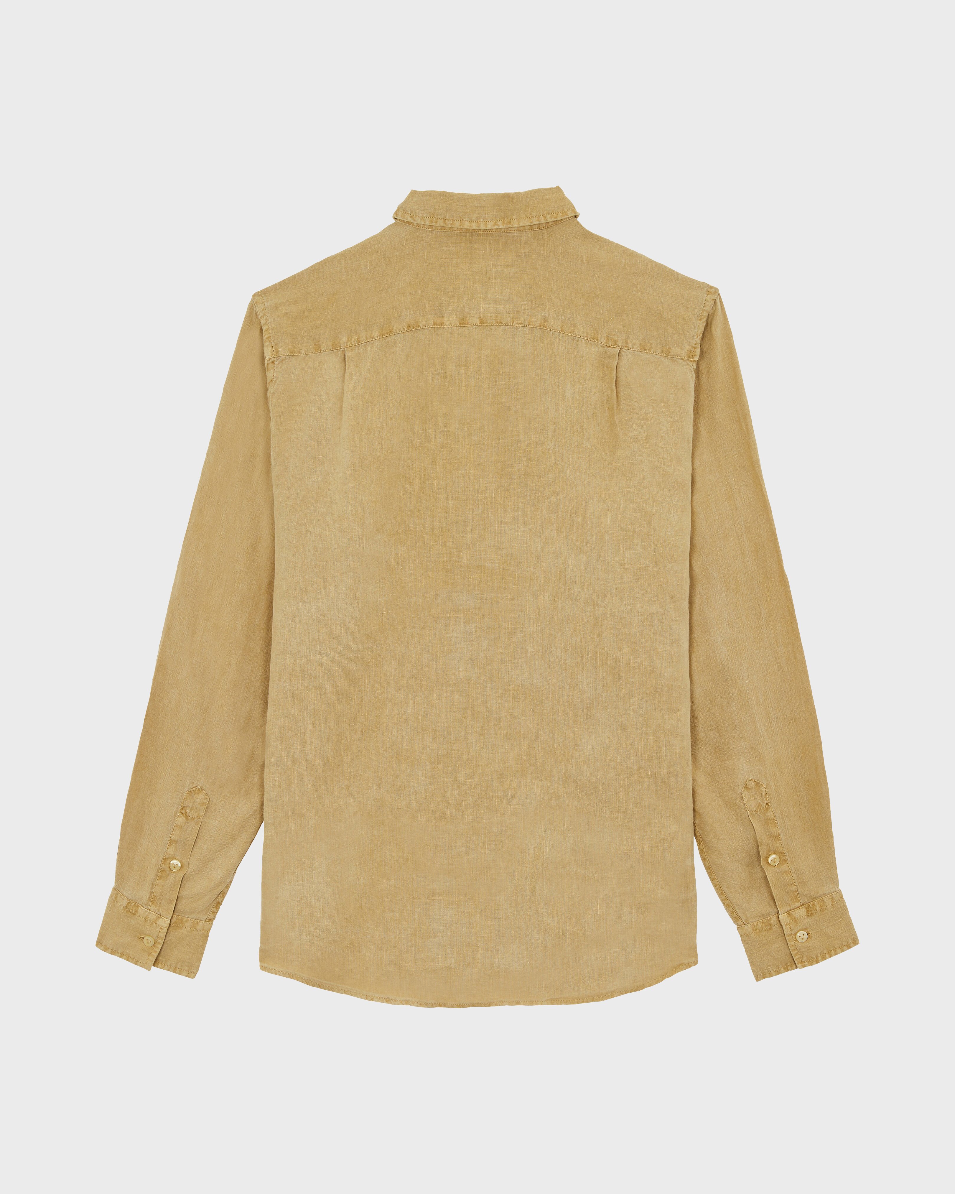 Men Linen Shirt Natural Colors MOCHA back view
