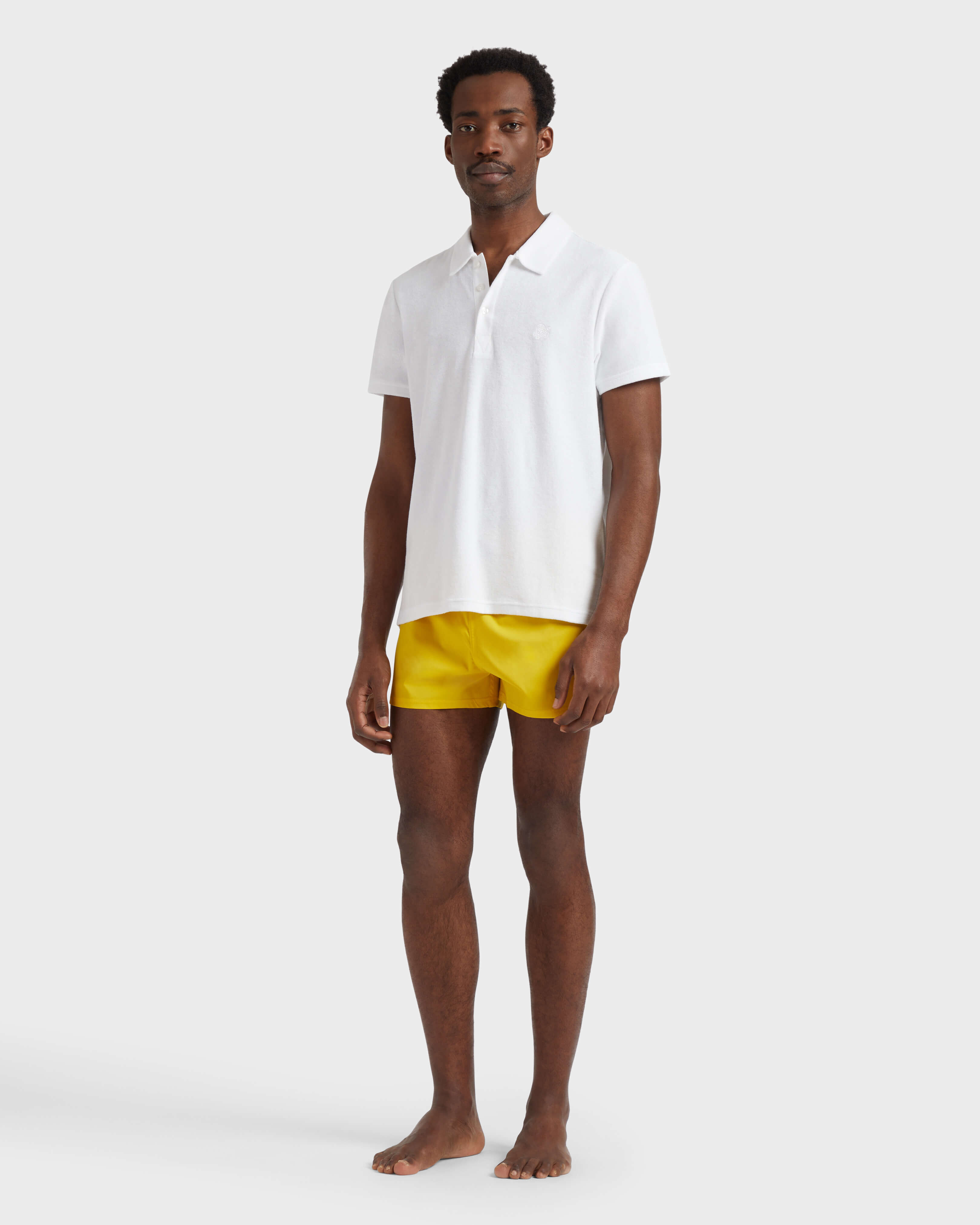 Polo uomo jacquard tinta unita BIANCO frontworn view