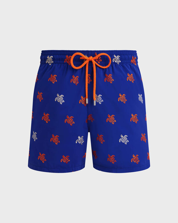 Vilebrequin - Men Swim Shorts Embroidered Micro Ronde Des Tortues Diagonale - Limited Edition - Swimwear - Mistral - Blue - Size L