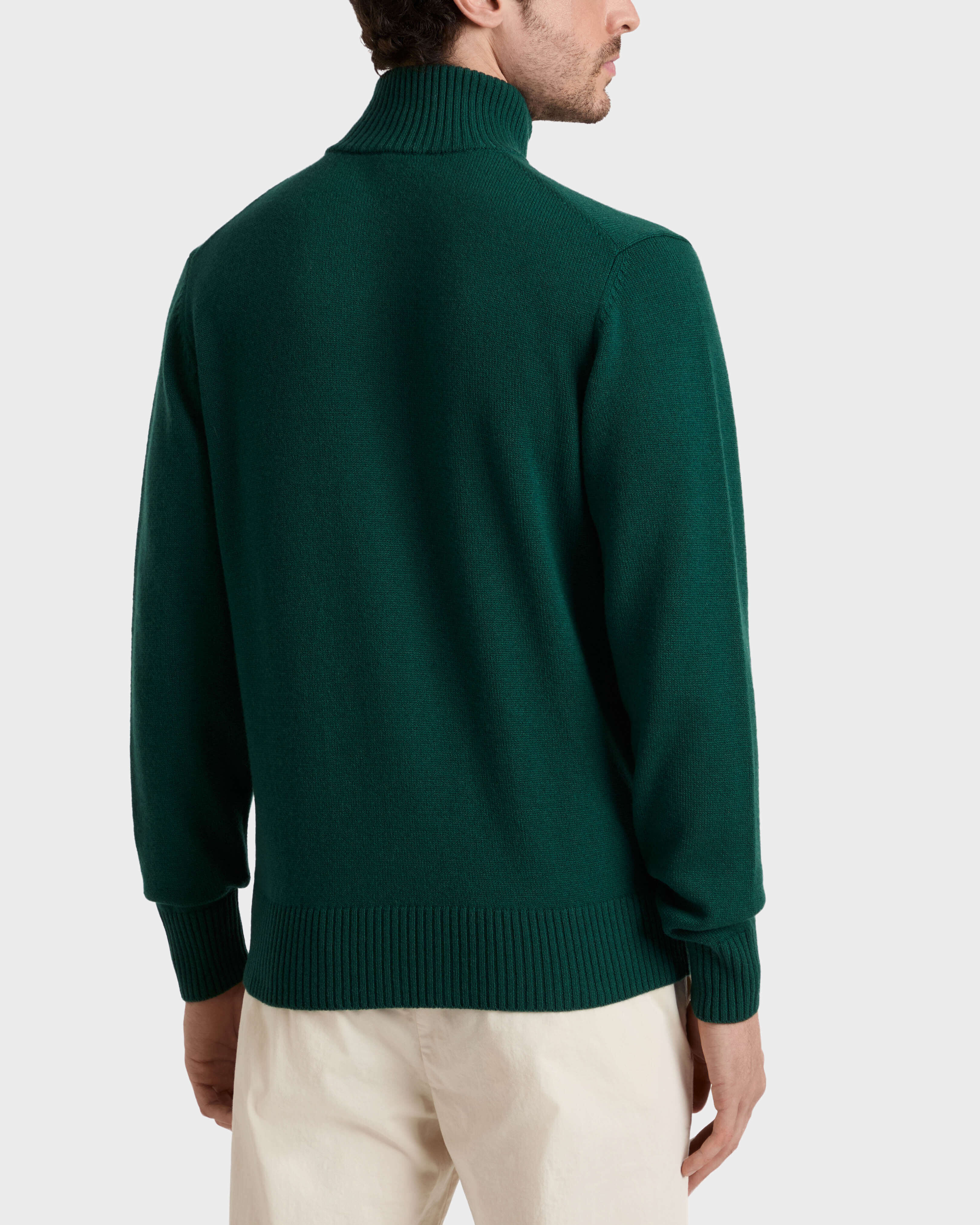 Sudadera de lana y cachemir con cremallera integral y estampado Turtle para hombre TROPICAL backworn view