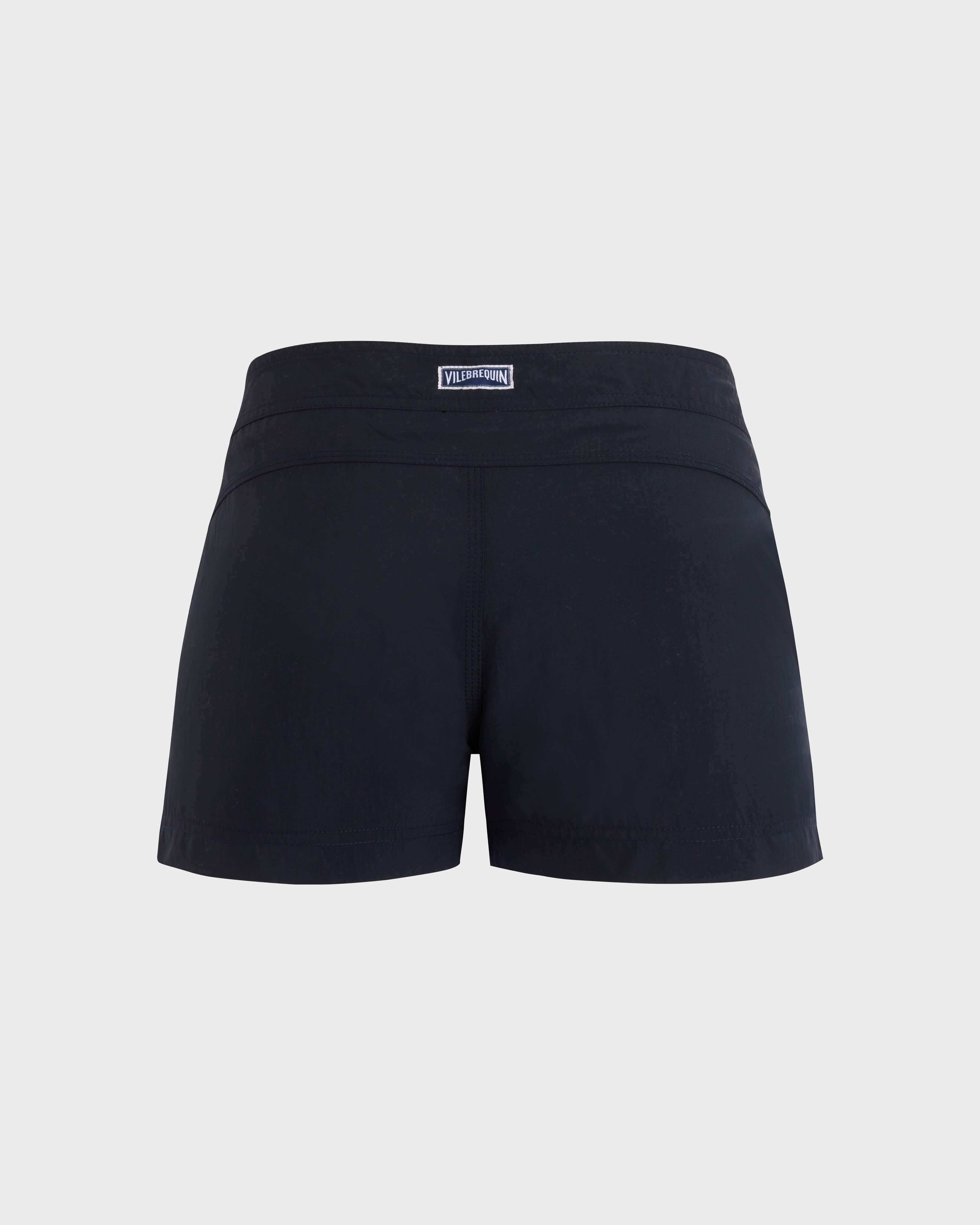 Women Stretch Flat Belt Swim Shorts - Vilebrequin x Ines de la Fressange NAVY back view