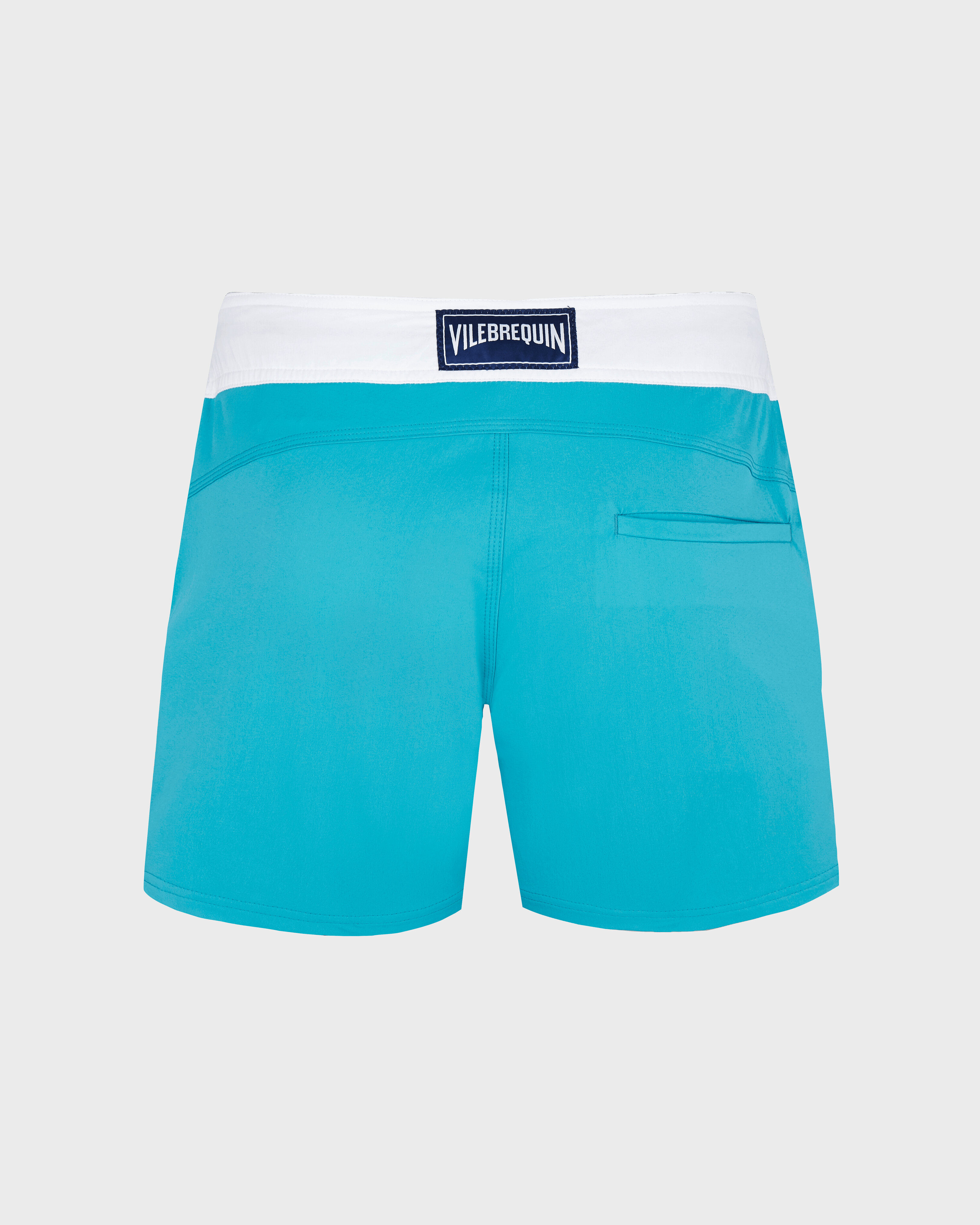 Men Stretch Swim Trunks Flat Belt Color Block CURACAO back view