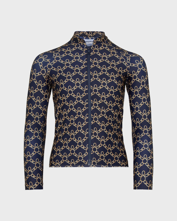 Vilebrequin - Boys Zipped Long Sleeves Rashguard Turtles Chain - Rashguard - Ginko-zy - Blue - Size 12