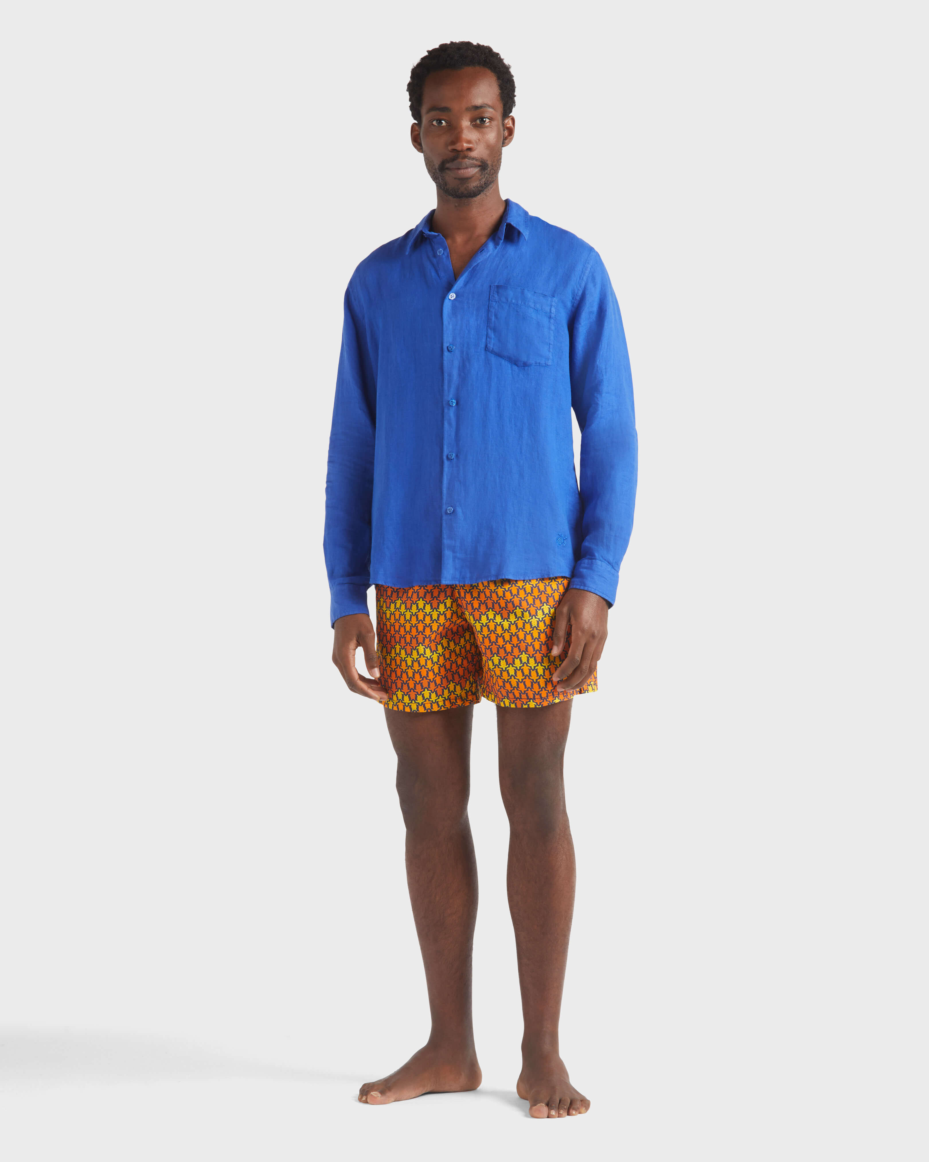 Camisa de lino lisa para hombre MARRAKECH frontworn view