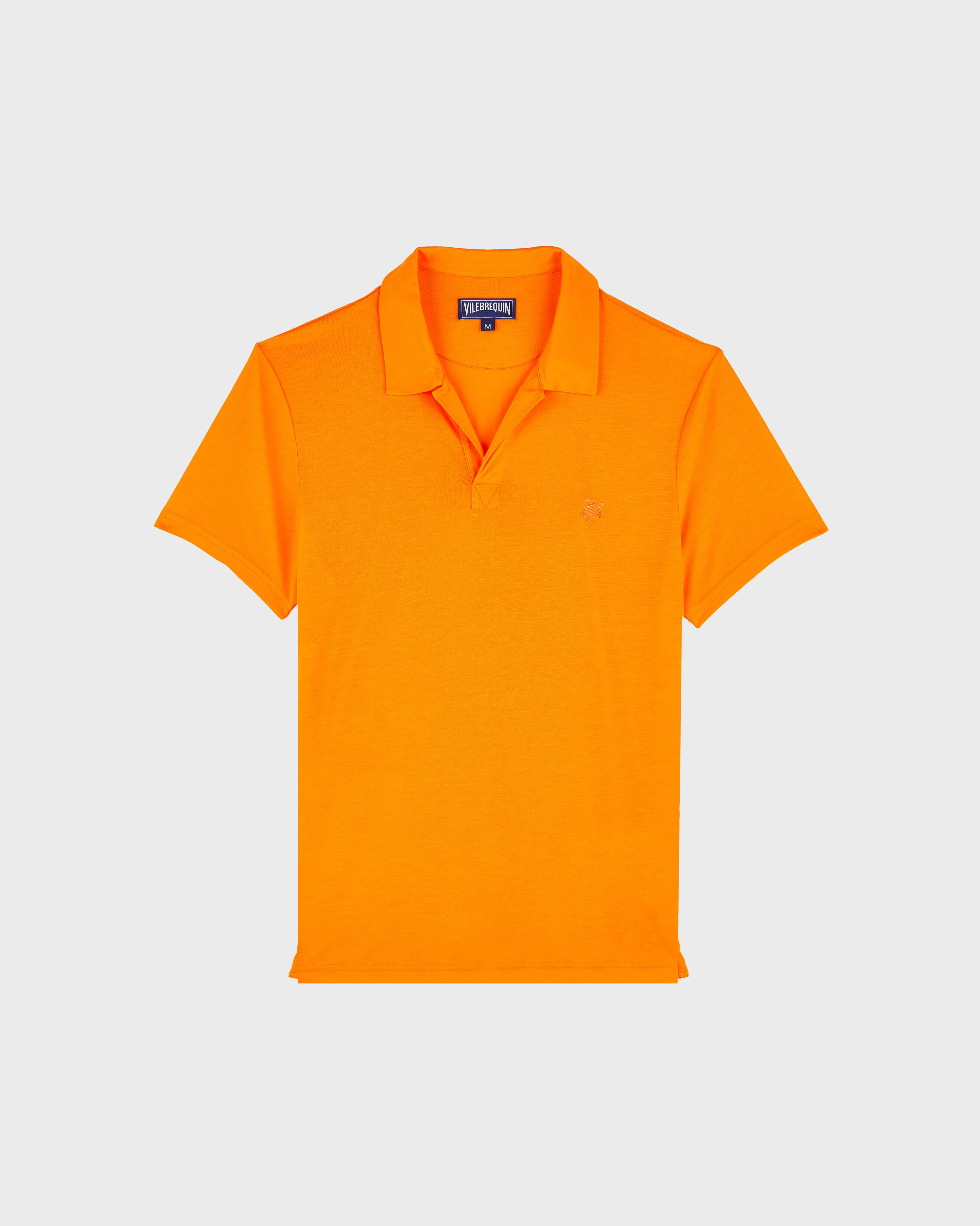 Men Tencel Polo Shirt Solid APRICOT front view