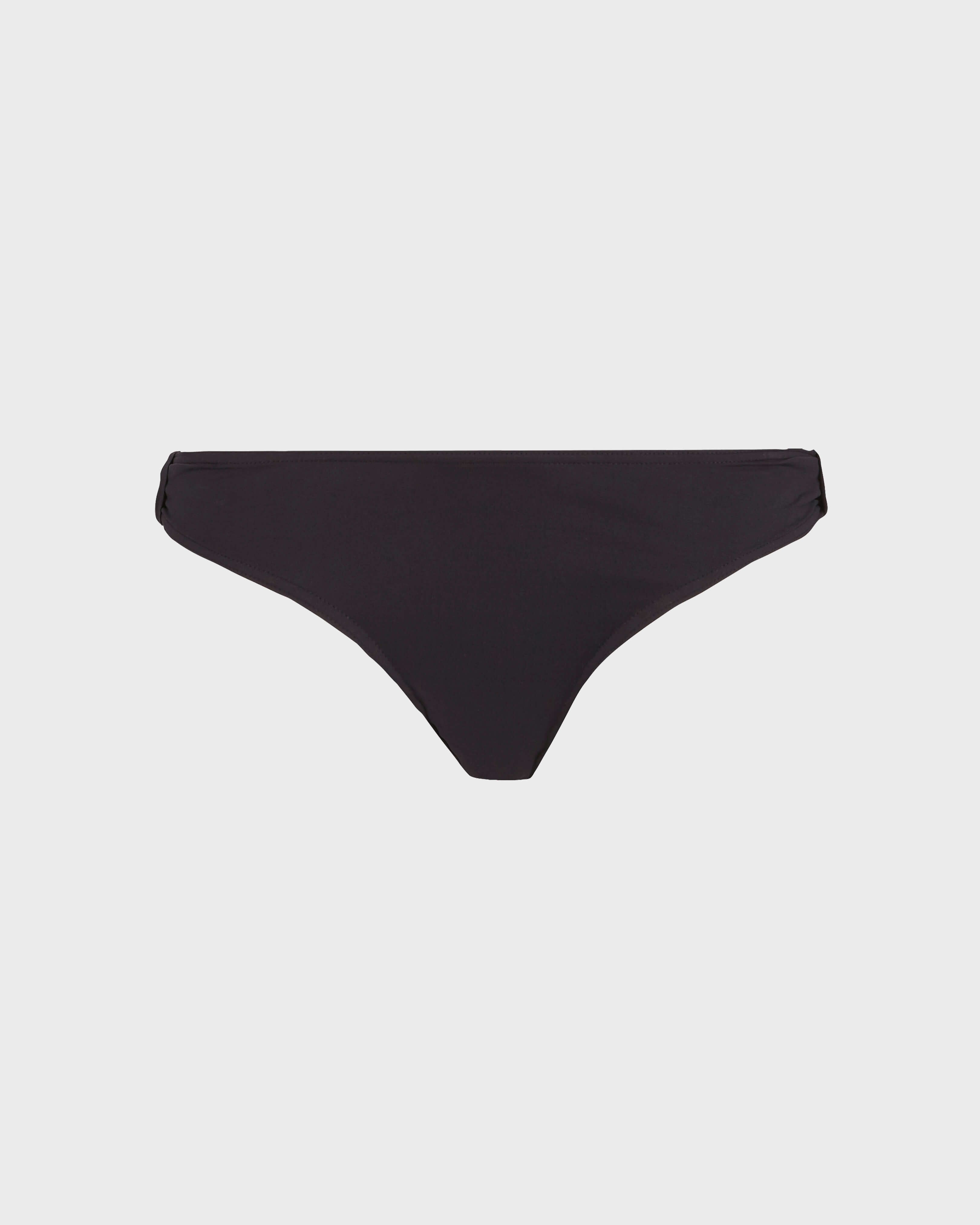 Women Midi Brief Bikini Bottom Solid NEGRO front view