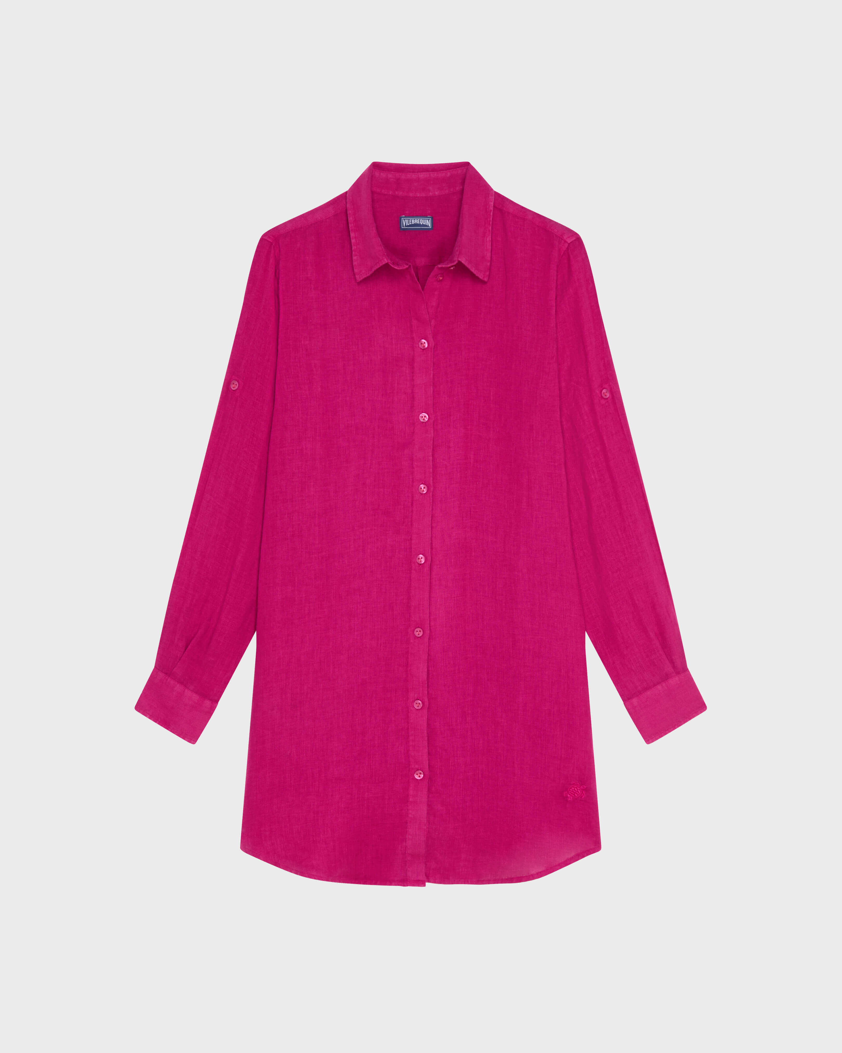 Chemisier donna in lino tinta unita PORPORA front view