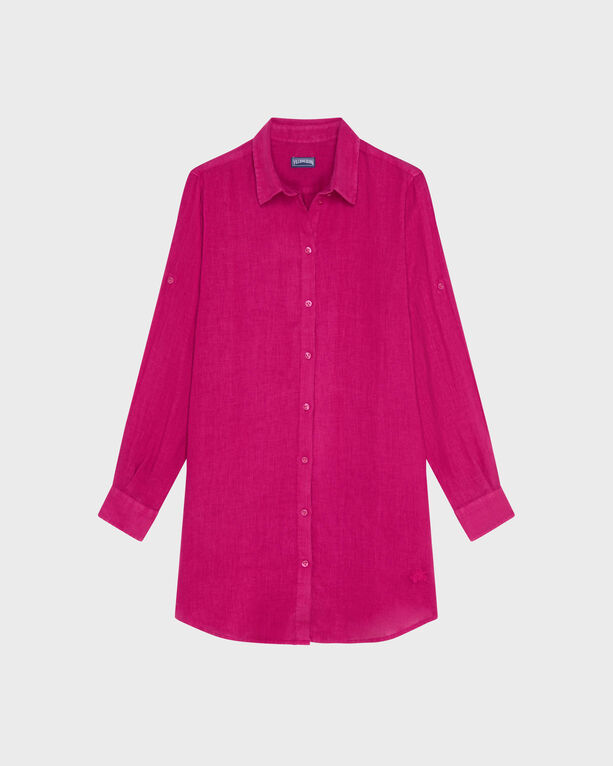 Vilebrequin - Women Linen Shirt Dress Solid - Shirt Dress - Fragance - Red - Size XL