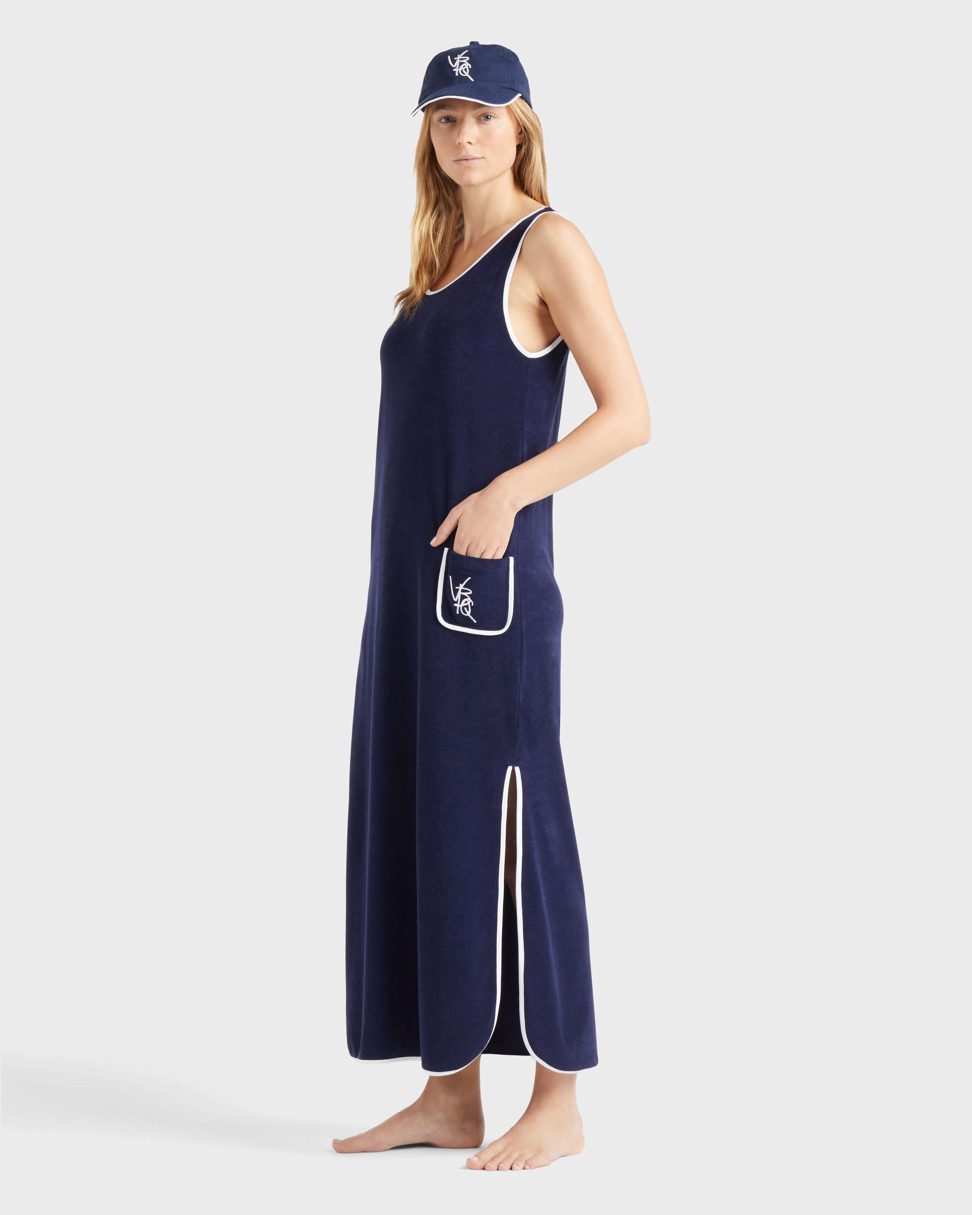 Women Long Terry Tank Dress VBQ Line NAVY supp1 view