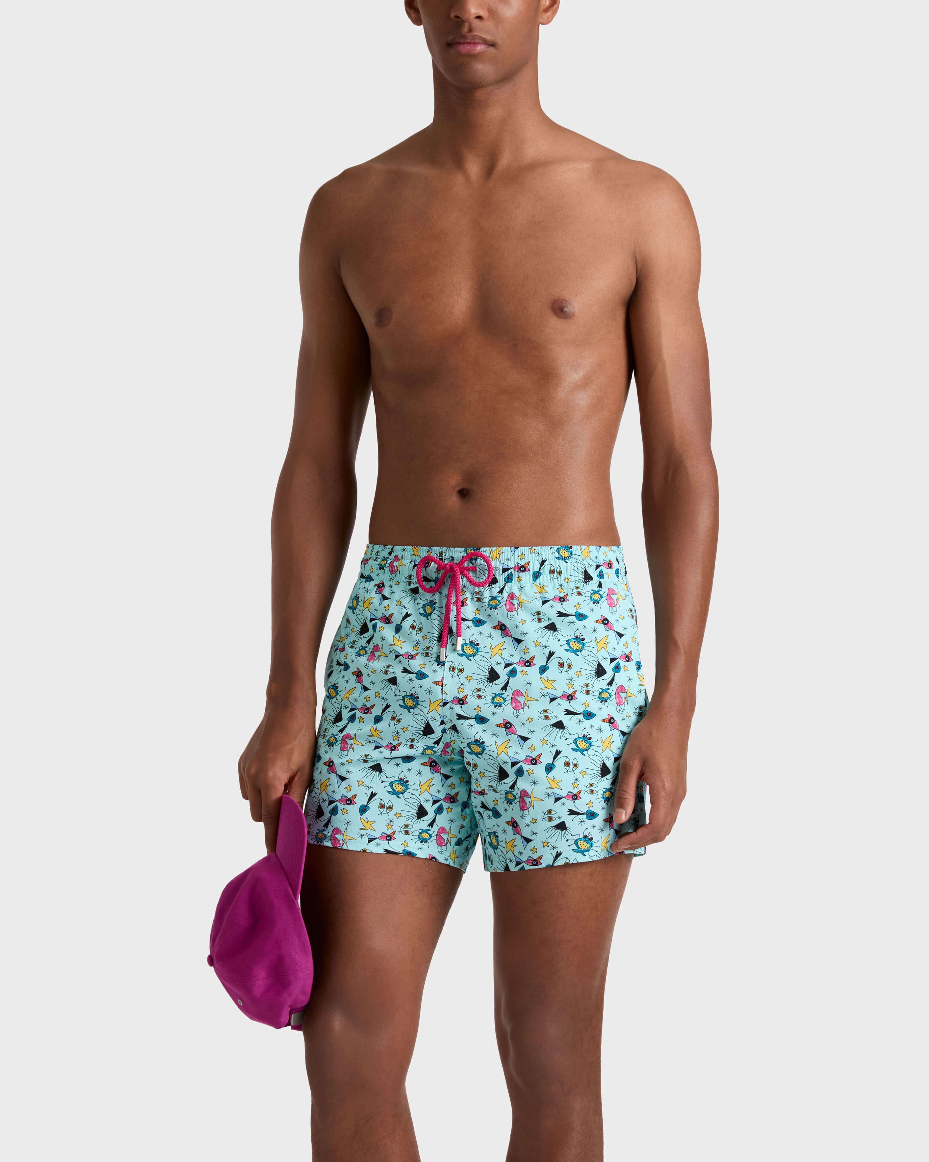 Kurze Aquatic Carnival Stretch-Badeshorts für Herren OXYGENE frontworn view