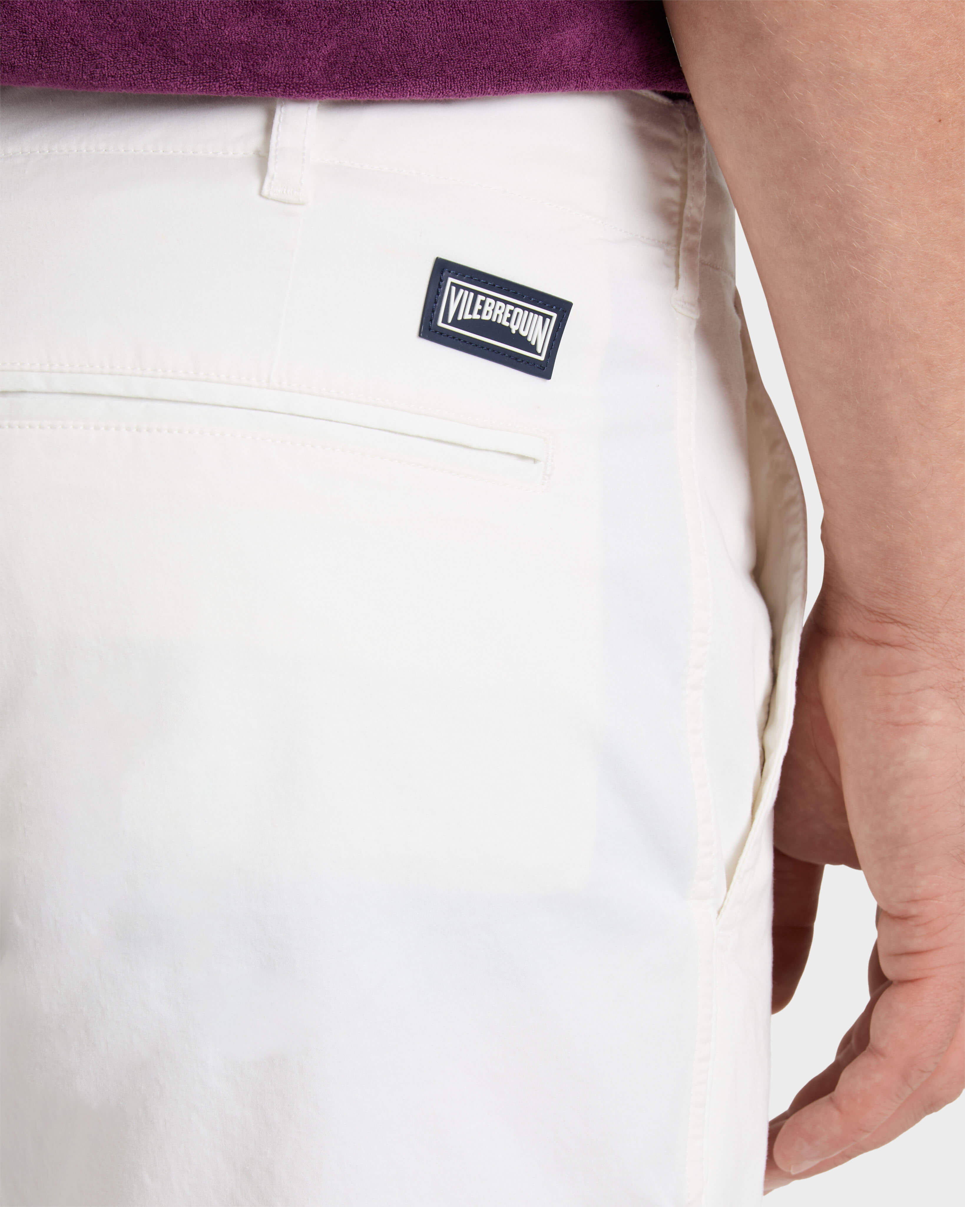 Bermuda en coton satin homme uni BLANC supp1 view