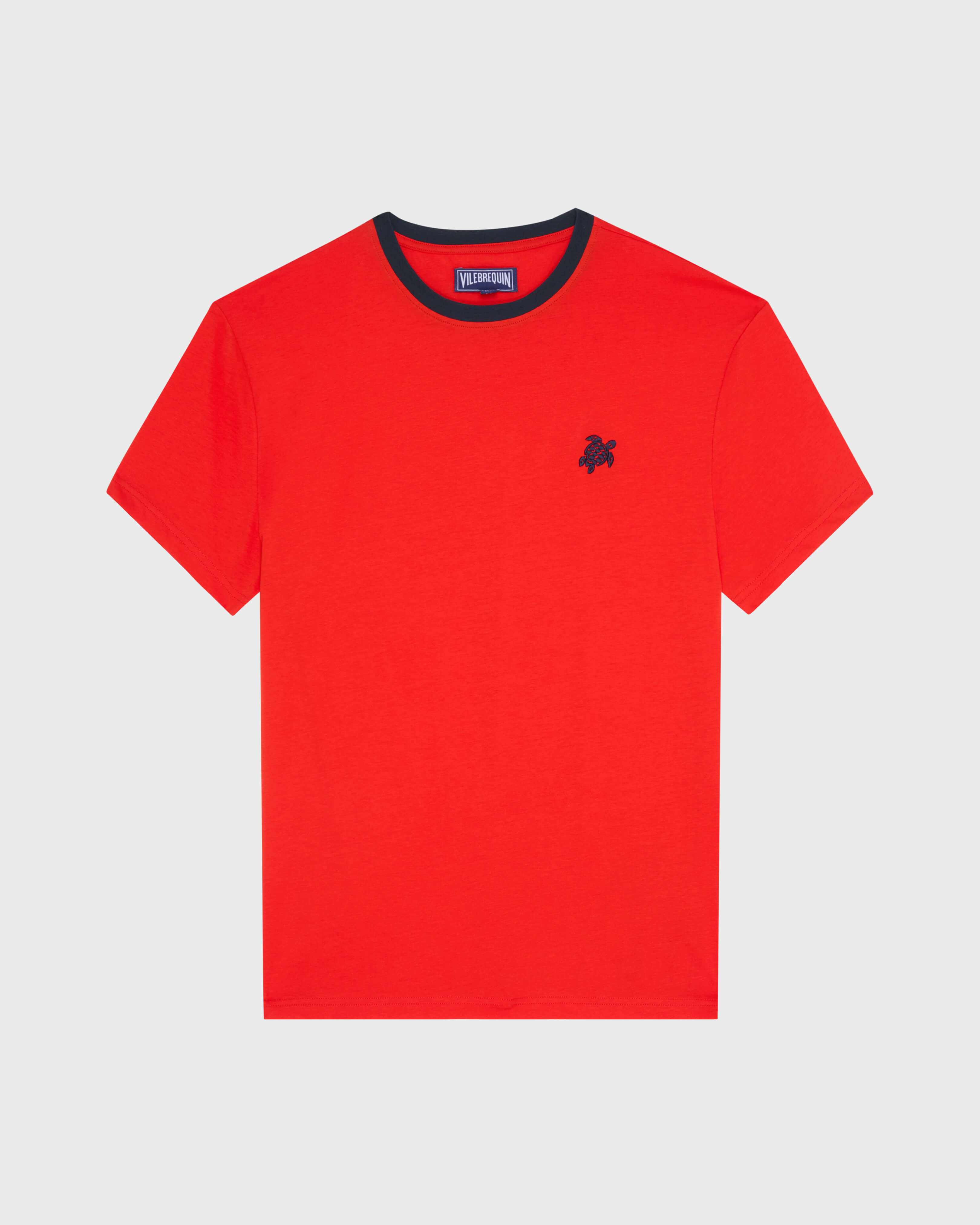 Men Organic Cotton Bicolor T-shirt POPPY RED front view