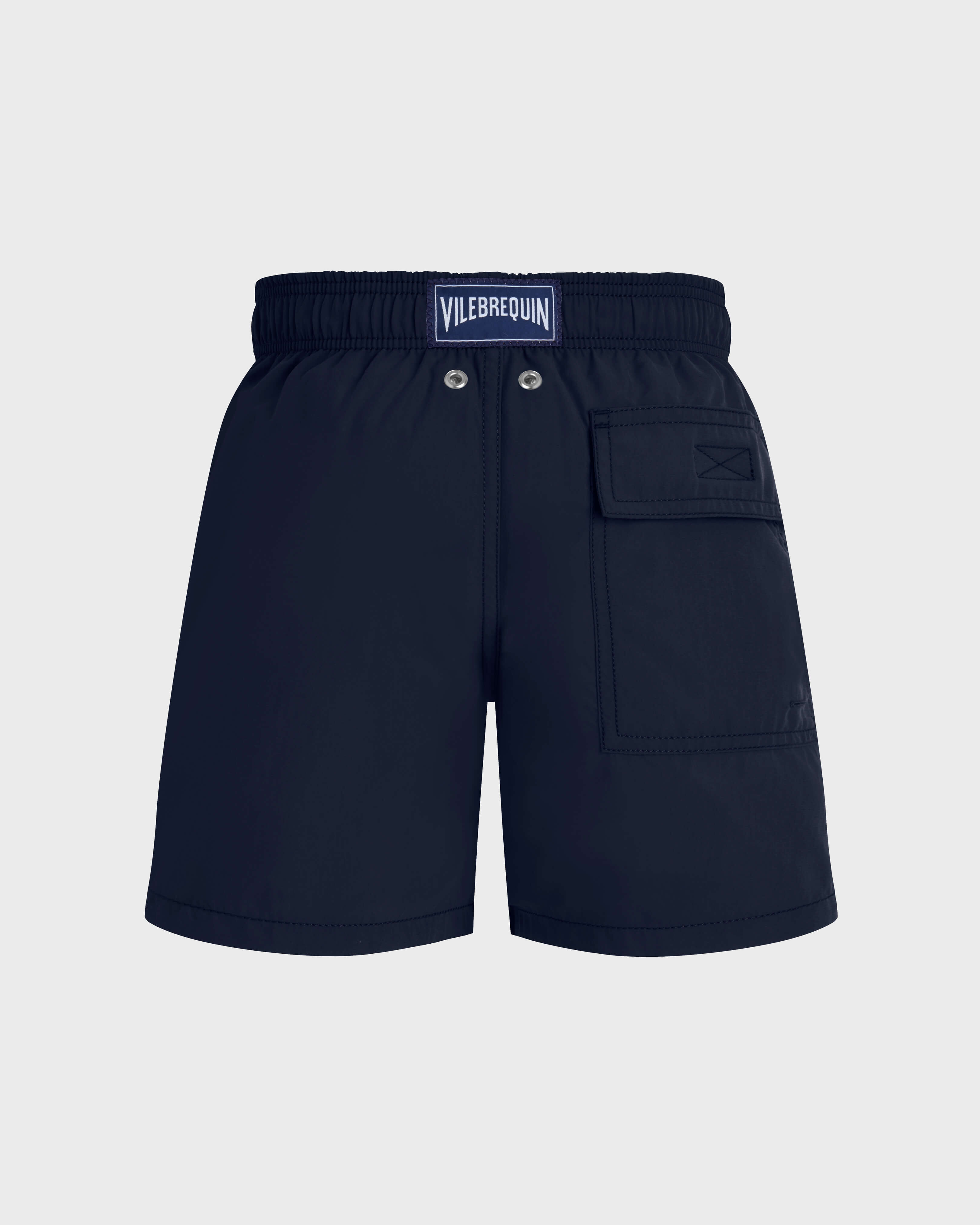 Boys Swim Trunks Solid NAVY back view