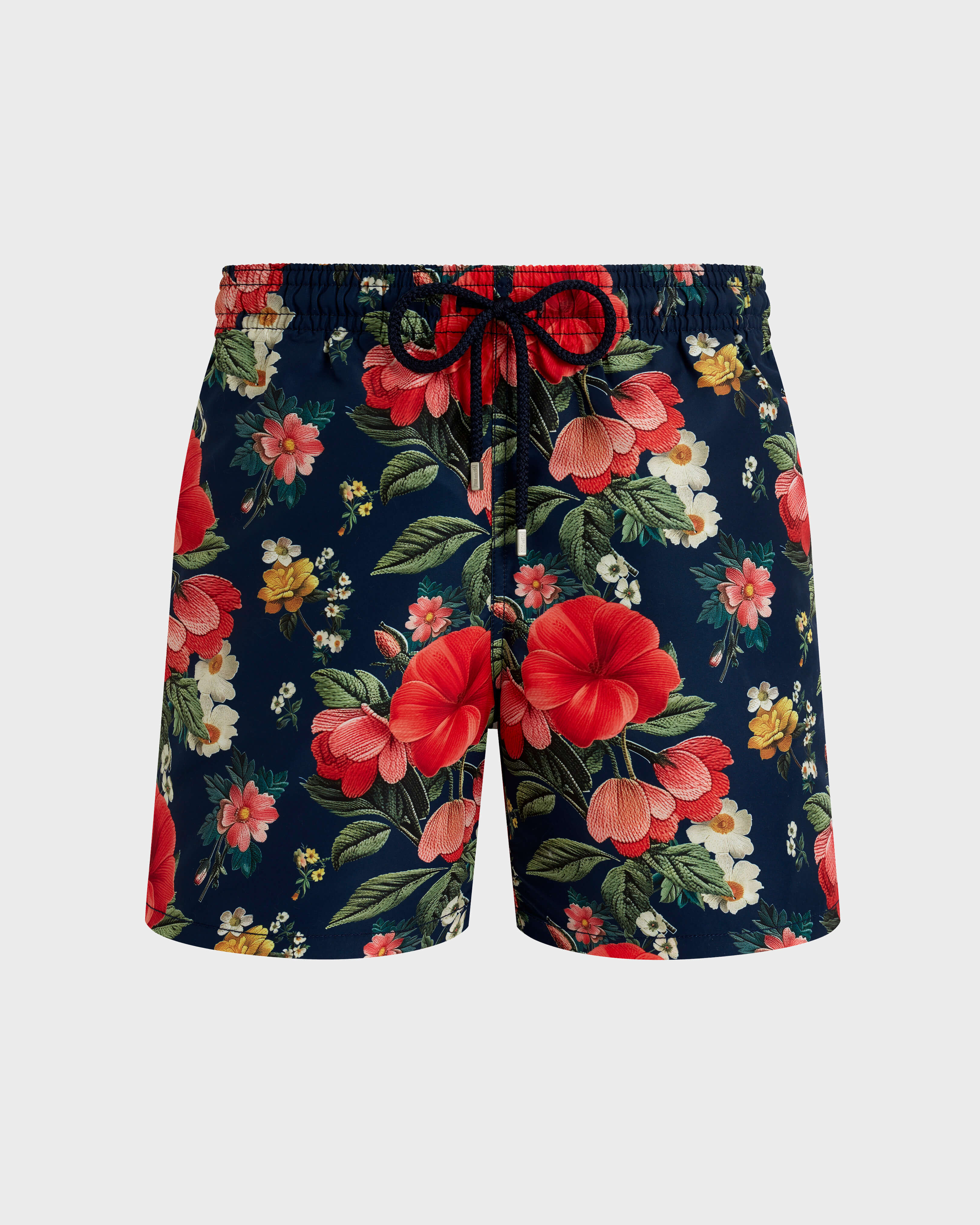 Men Swim Shorts Flowers NAVY front view