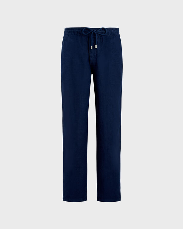 Vilebrequin - Men Linen Pants Regular Fit Solid - Pant - Parc - Blue - Size L