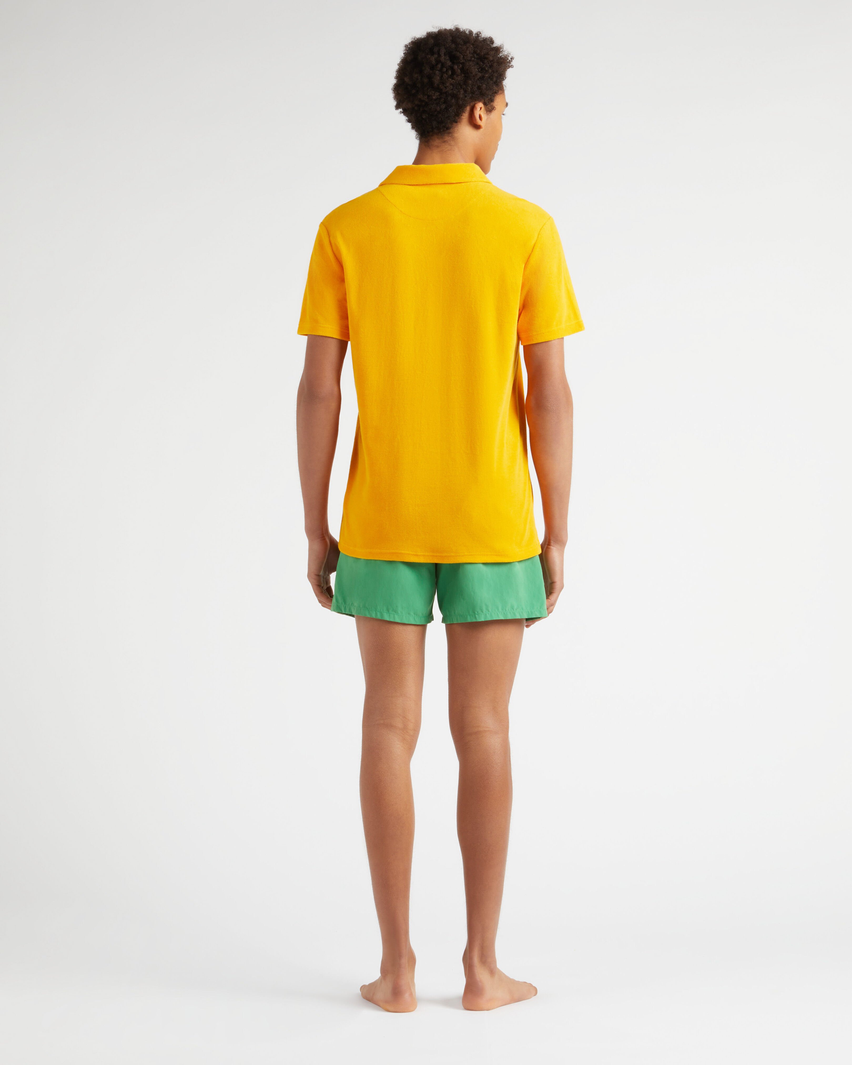 Men Terry Polo Shirt Solid MANGO backworn view