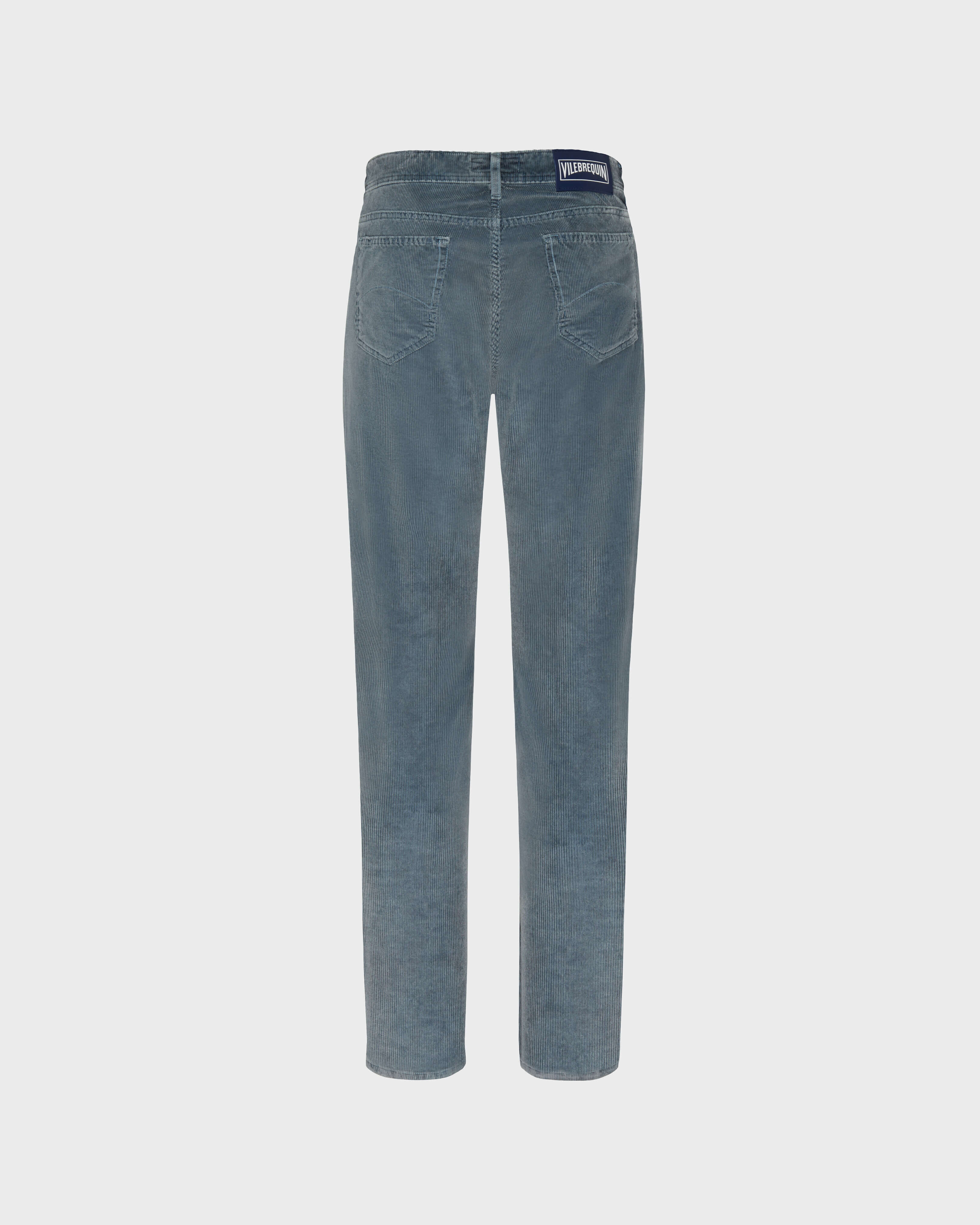 Men Vintage Faded 5-Pocket Corduroy Pants BEIGE / GREY back view