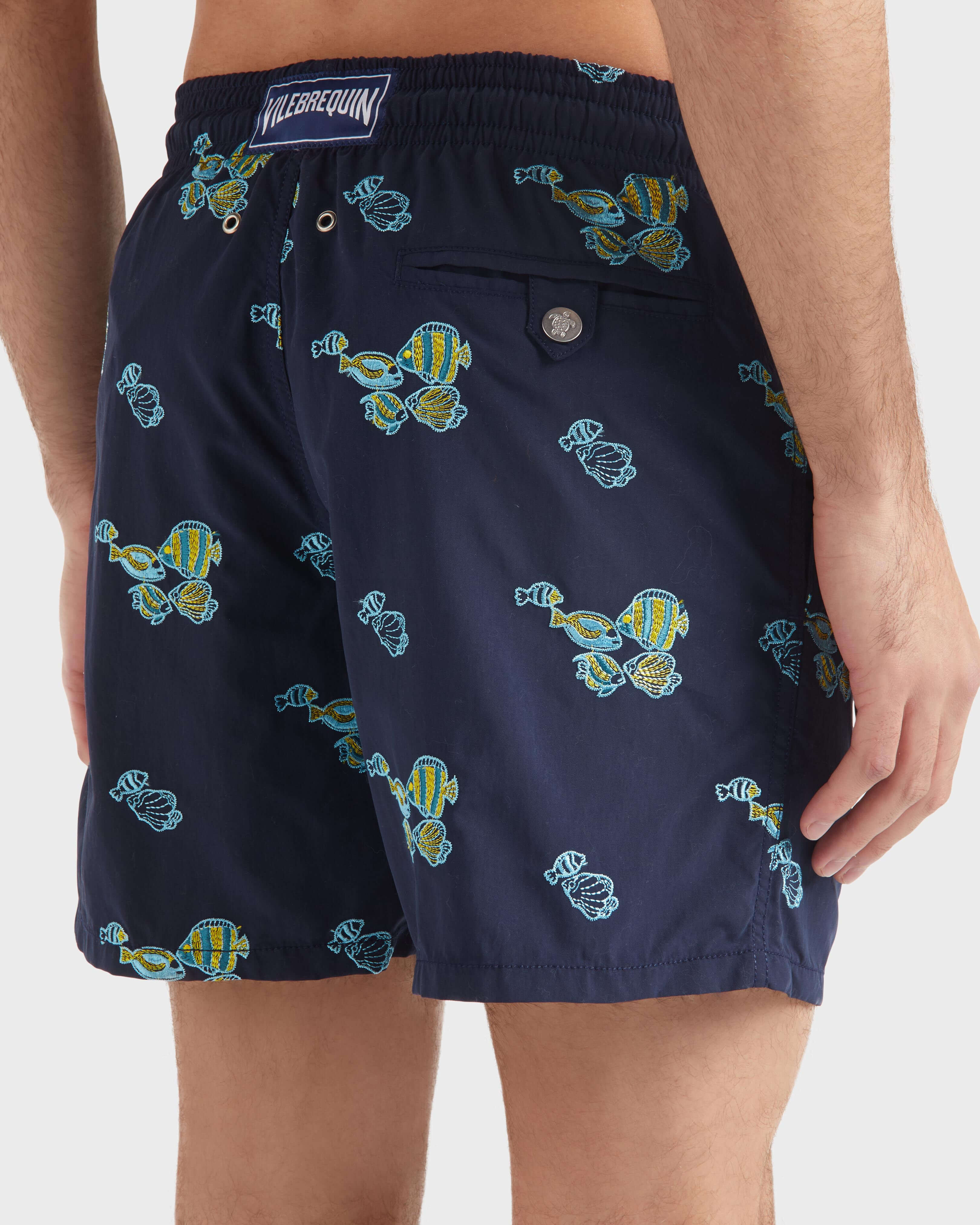 Men Swim trunks Embroidered Fishy Vibes NAVY supp2 view