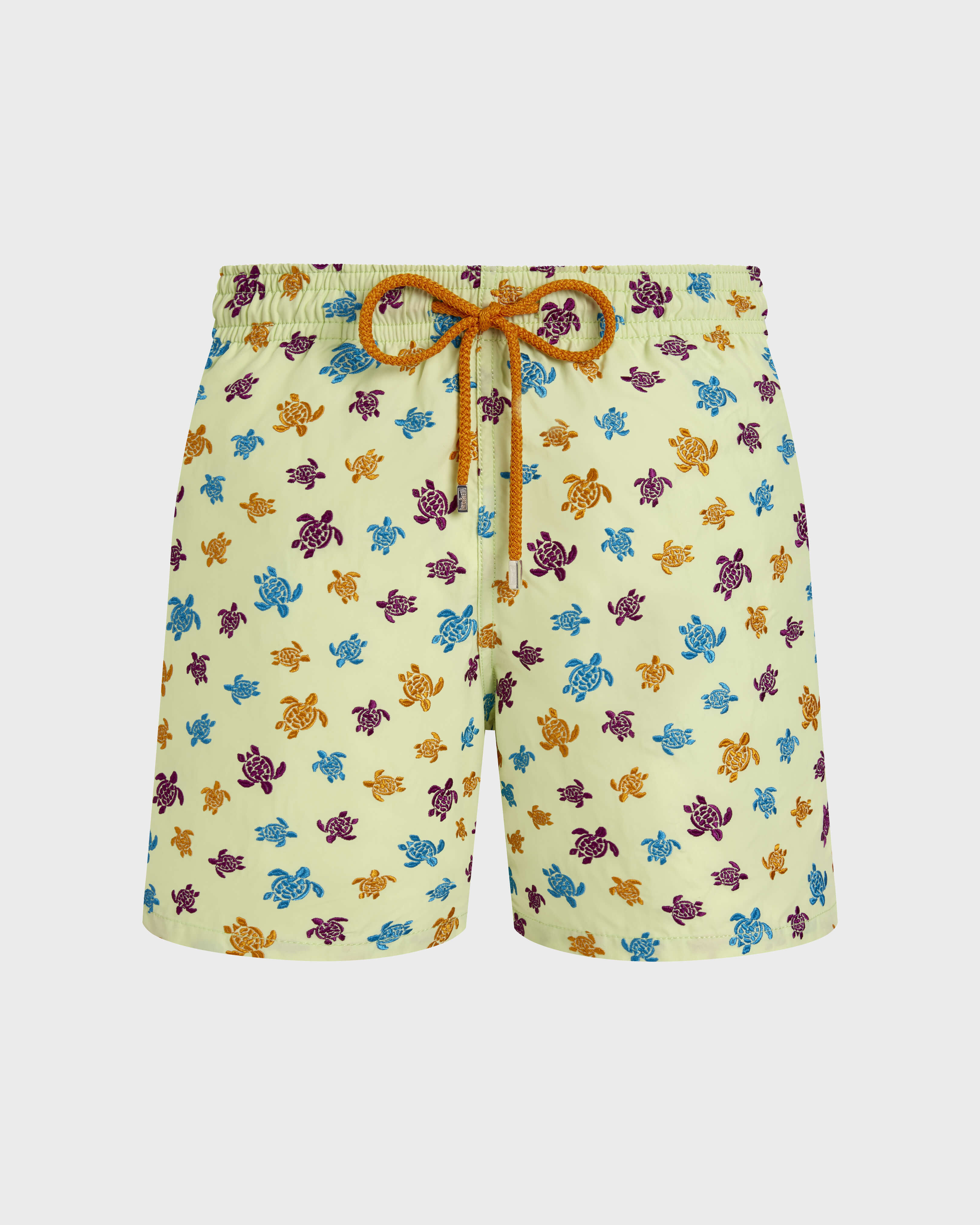 Men Embroidered Swim Shorts Micro Ronde des Tortues - Limited Edition MACAROON front view