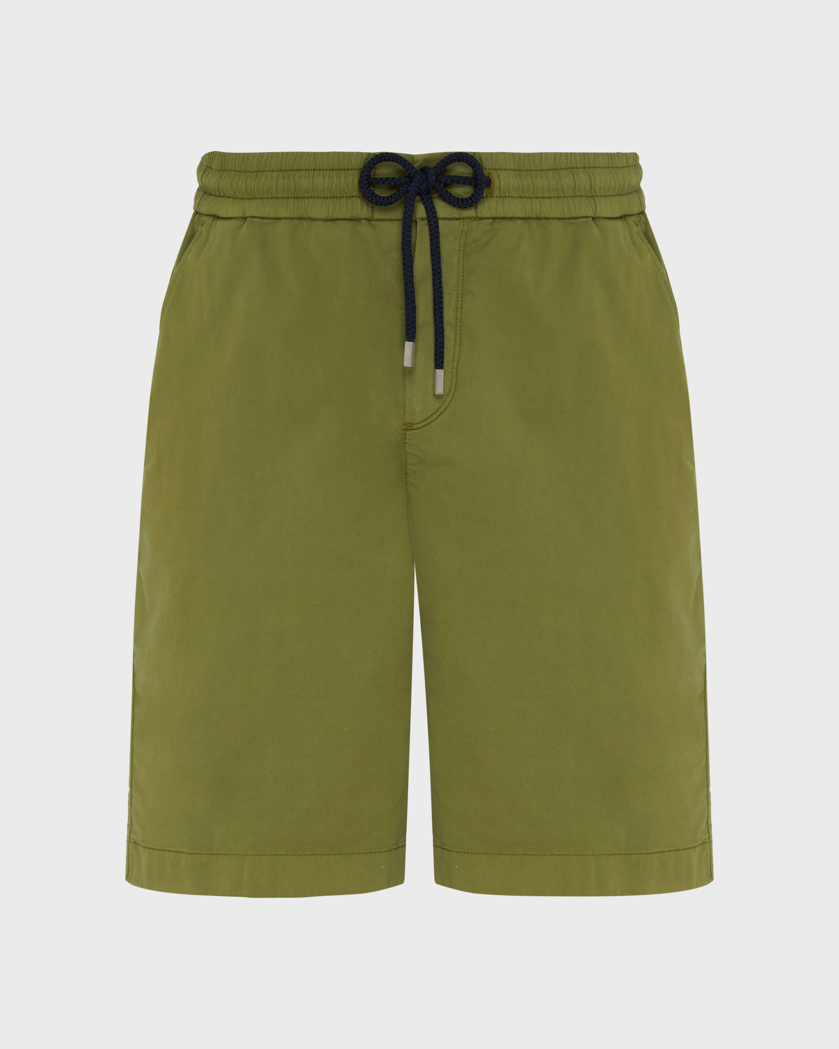 Bermudas de algodón satinado con cintura elástica para hombre CAQUI front view