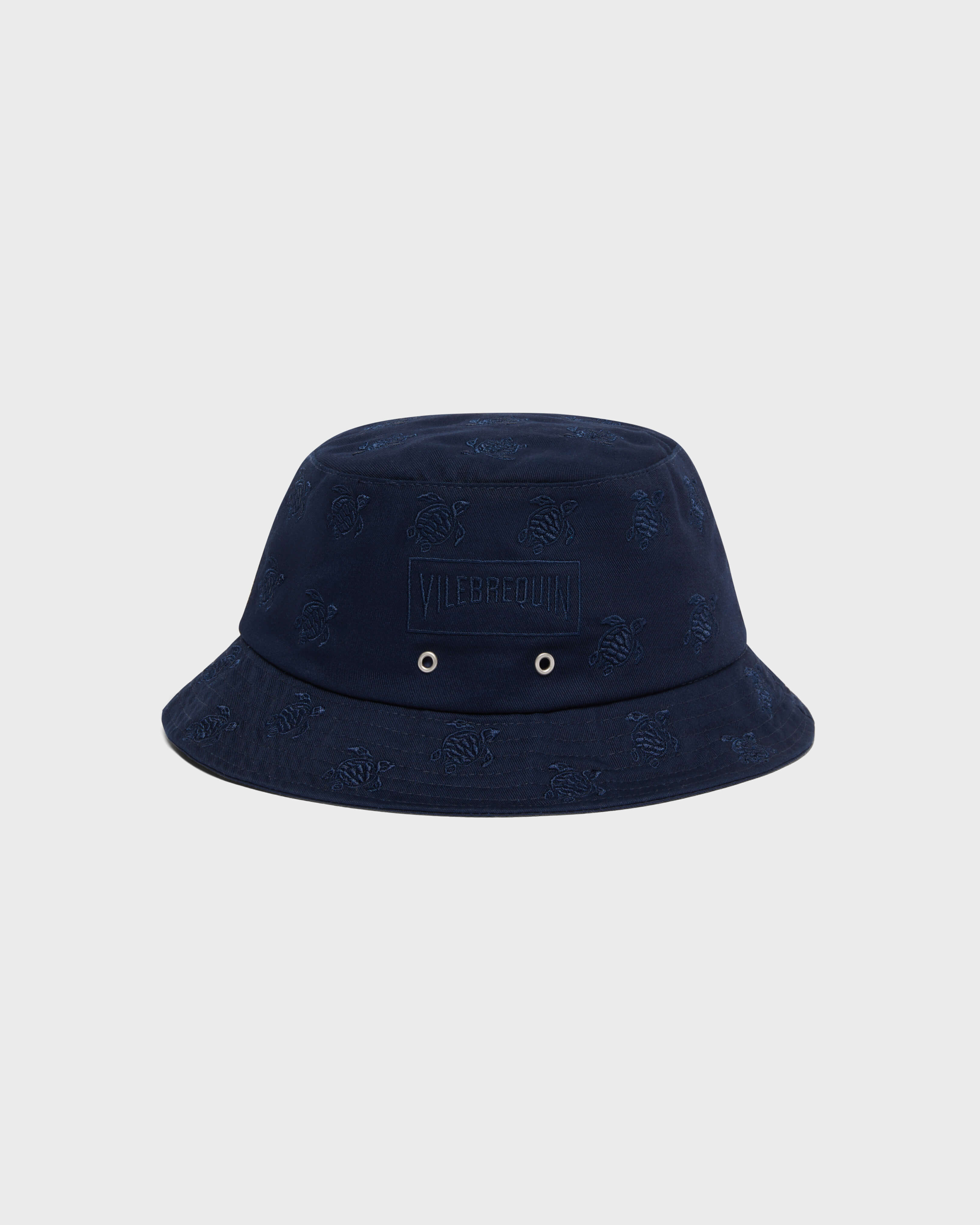 Embroidered Bucket Hat Turtles All Over NAVY front view
