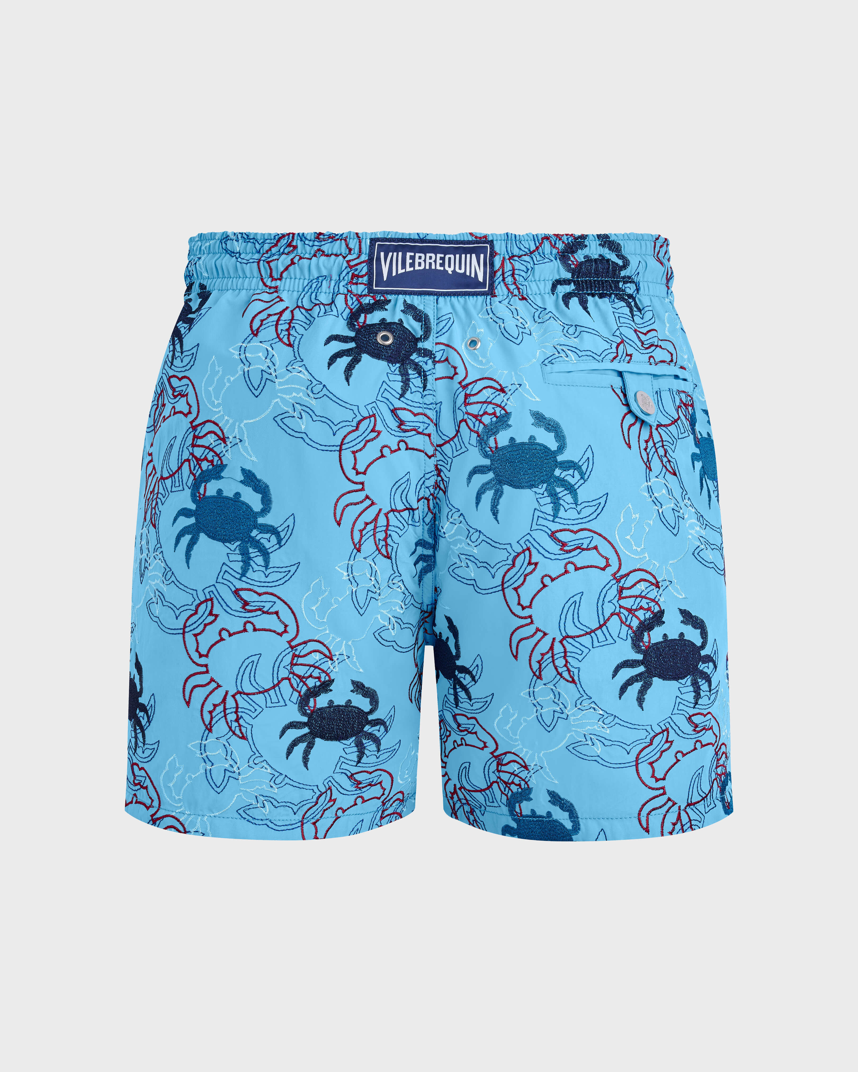 Maillot de bain homme brodé Crab Balloons - Edition Limitée TOPAZE BLEUE back view