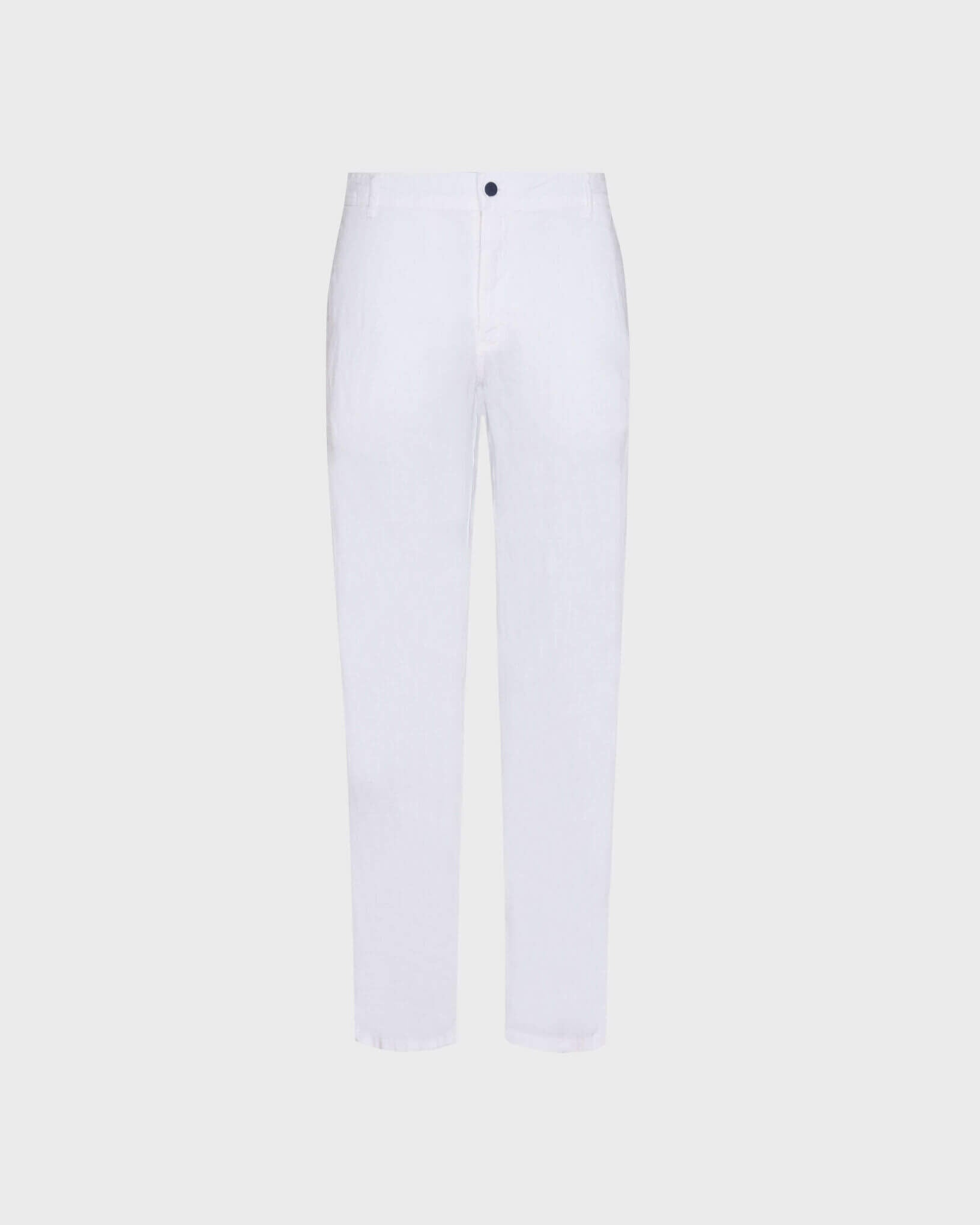 Men Linen Pants Straight Solid WHITE front view