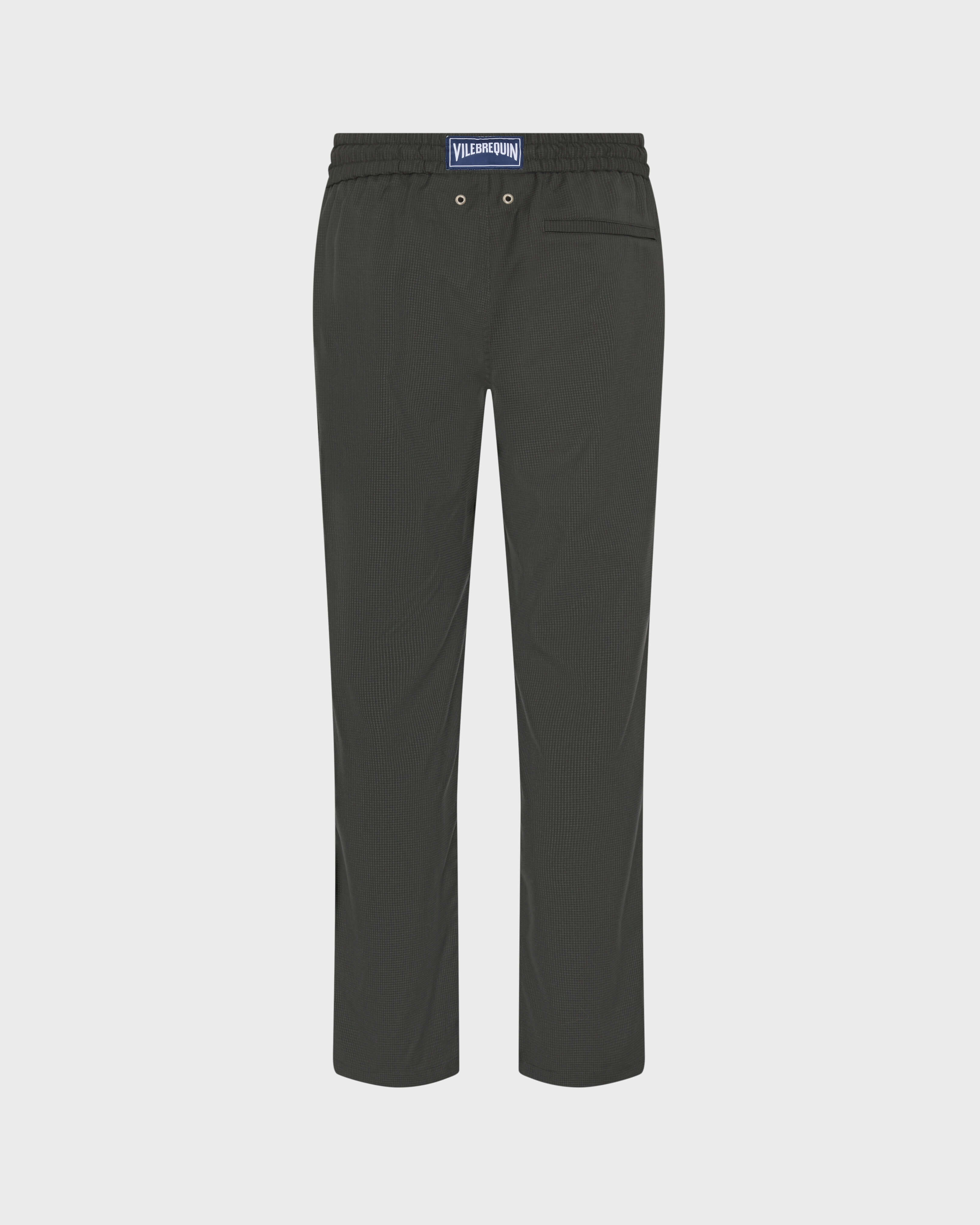 Pantalon en laine Super 120's homme Micro Carreaux KAKI back view