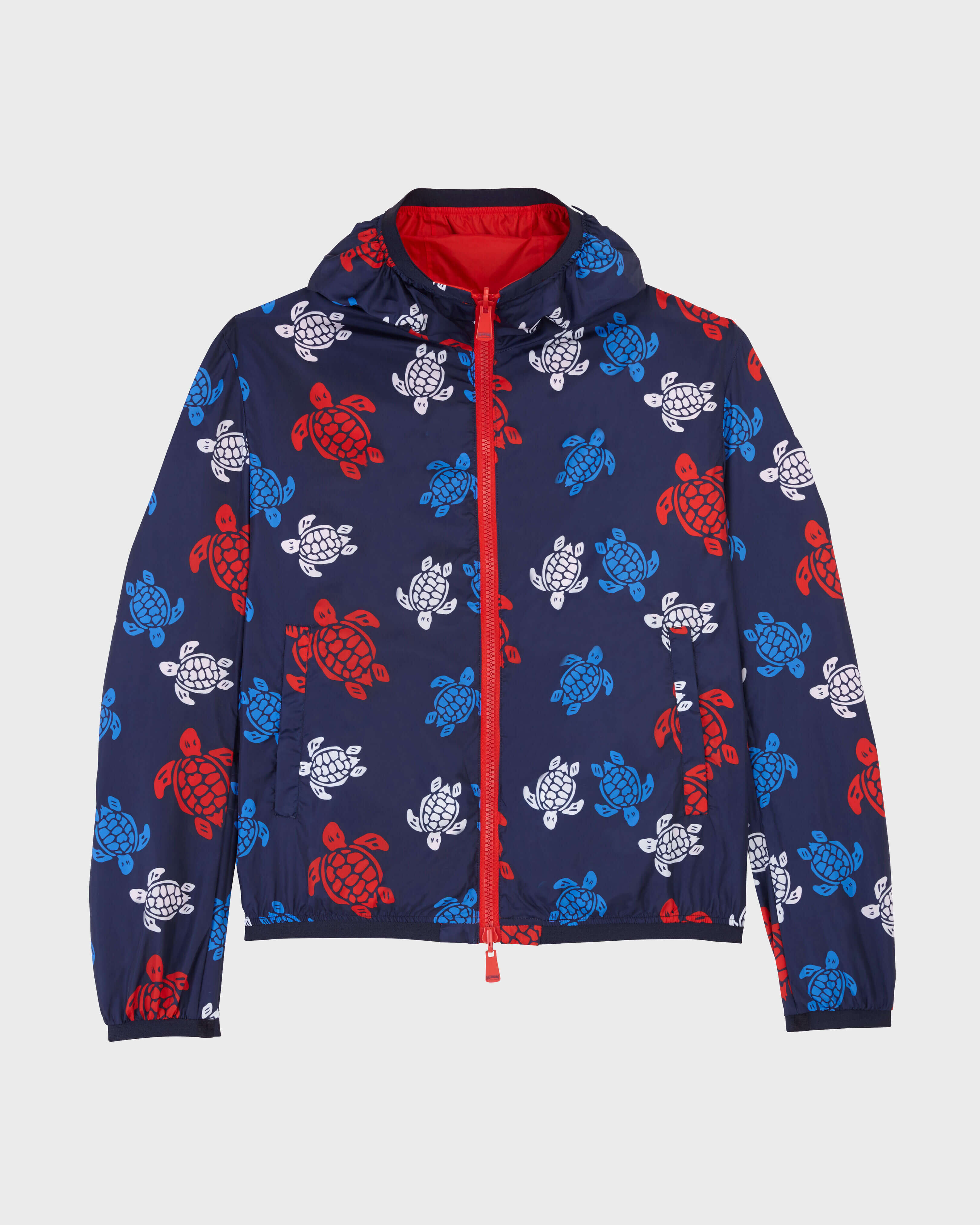 Men Reversible Windbreaker Micro Rondes des Tortues POPPY RED front view