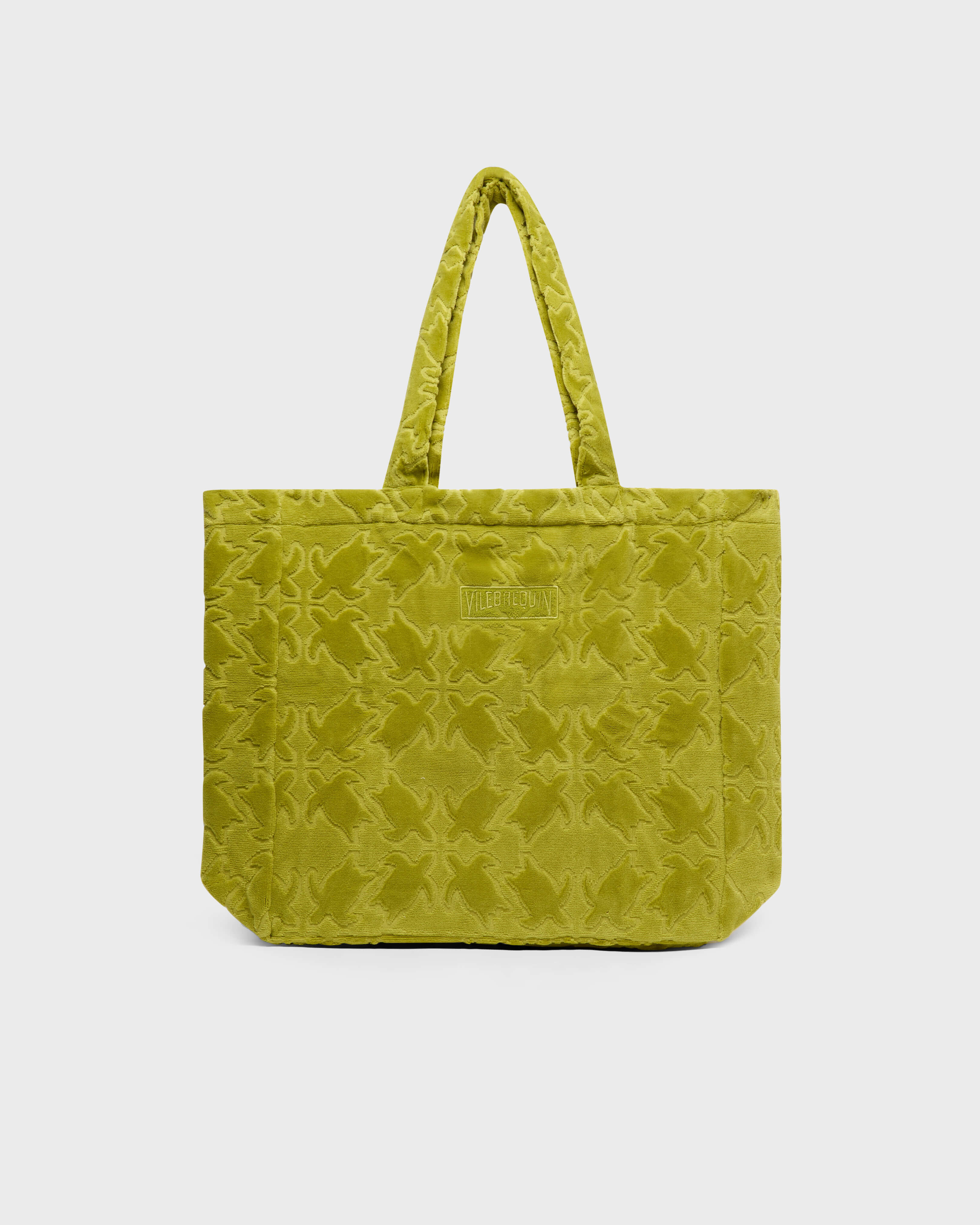 Borsa da spiaggia in spugna Turtles Jacquard VERDE PALLIDO front view