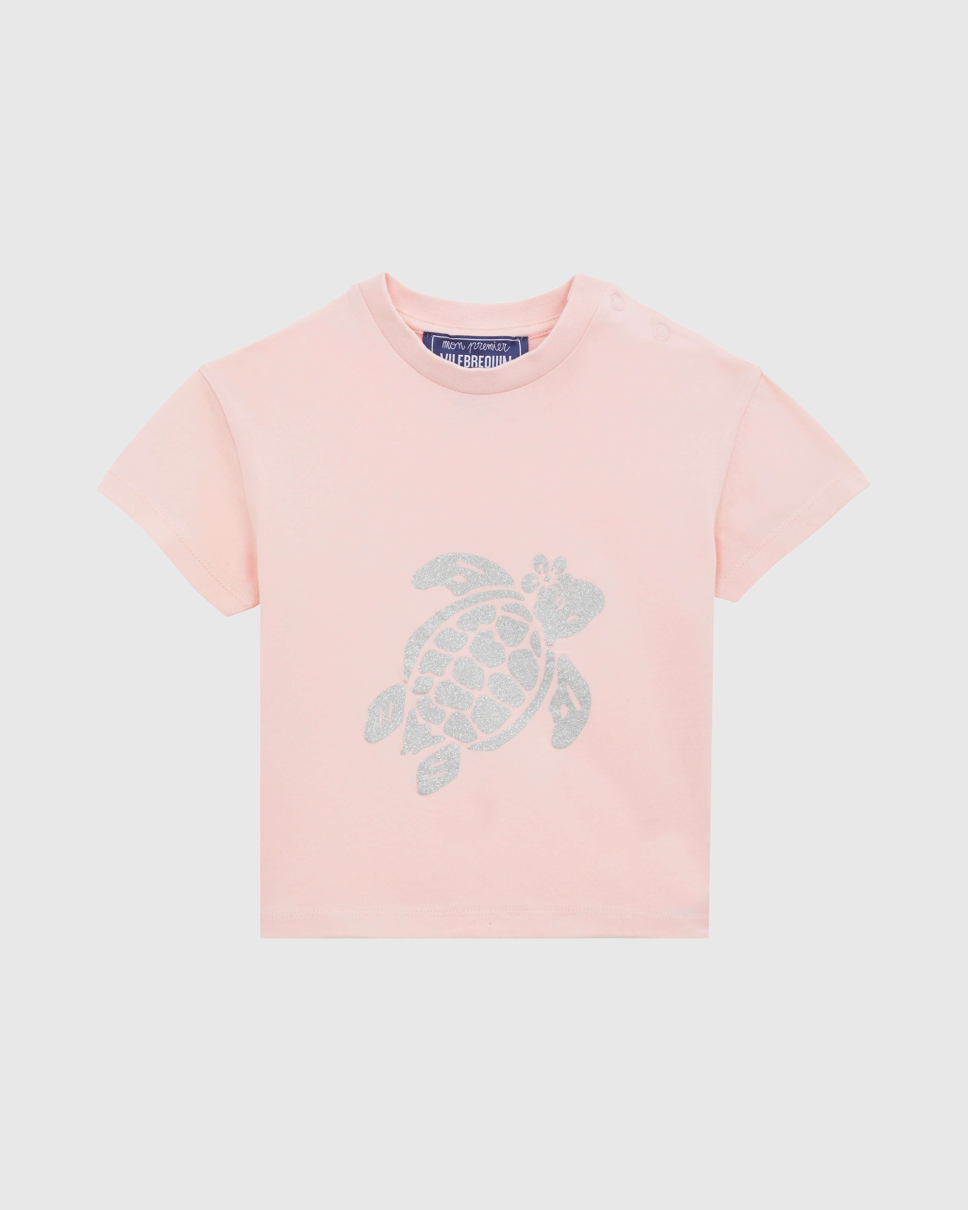 Baby Organic Cotton T-shirt Turtle Silver PEONY front view