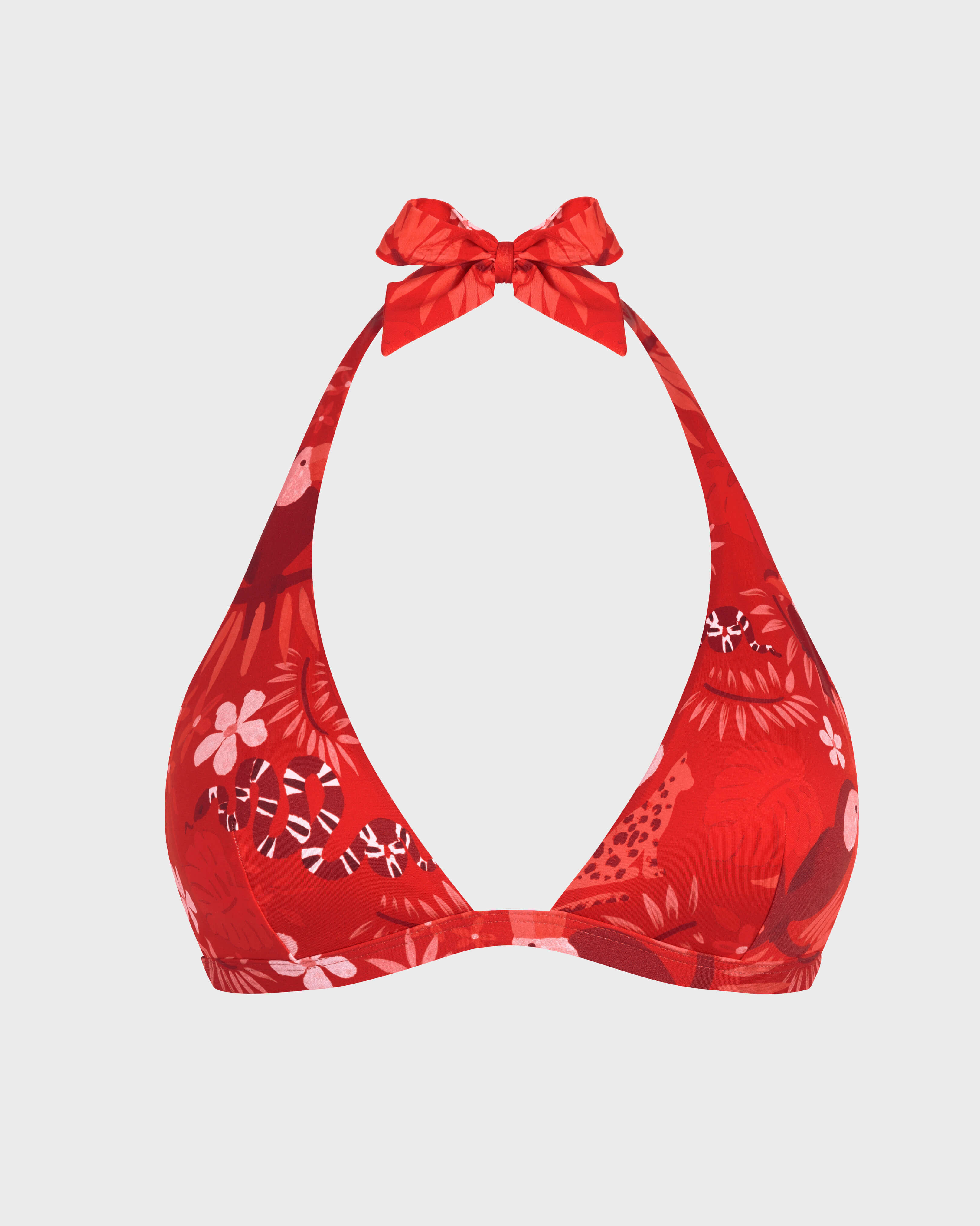 Women Halter Bikini Top Papel de Embrulho POPPY RED front view