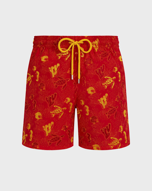 Vilebrequin - Men Embroidered Swim Shorts Aquatic Life - Limited Edition - Swimwear - Mistral - Red - Size L