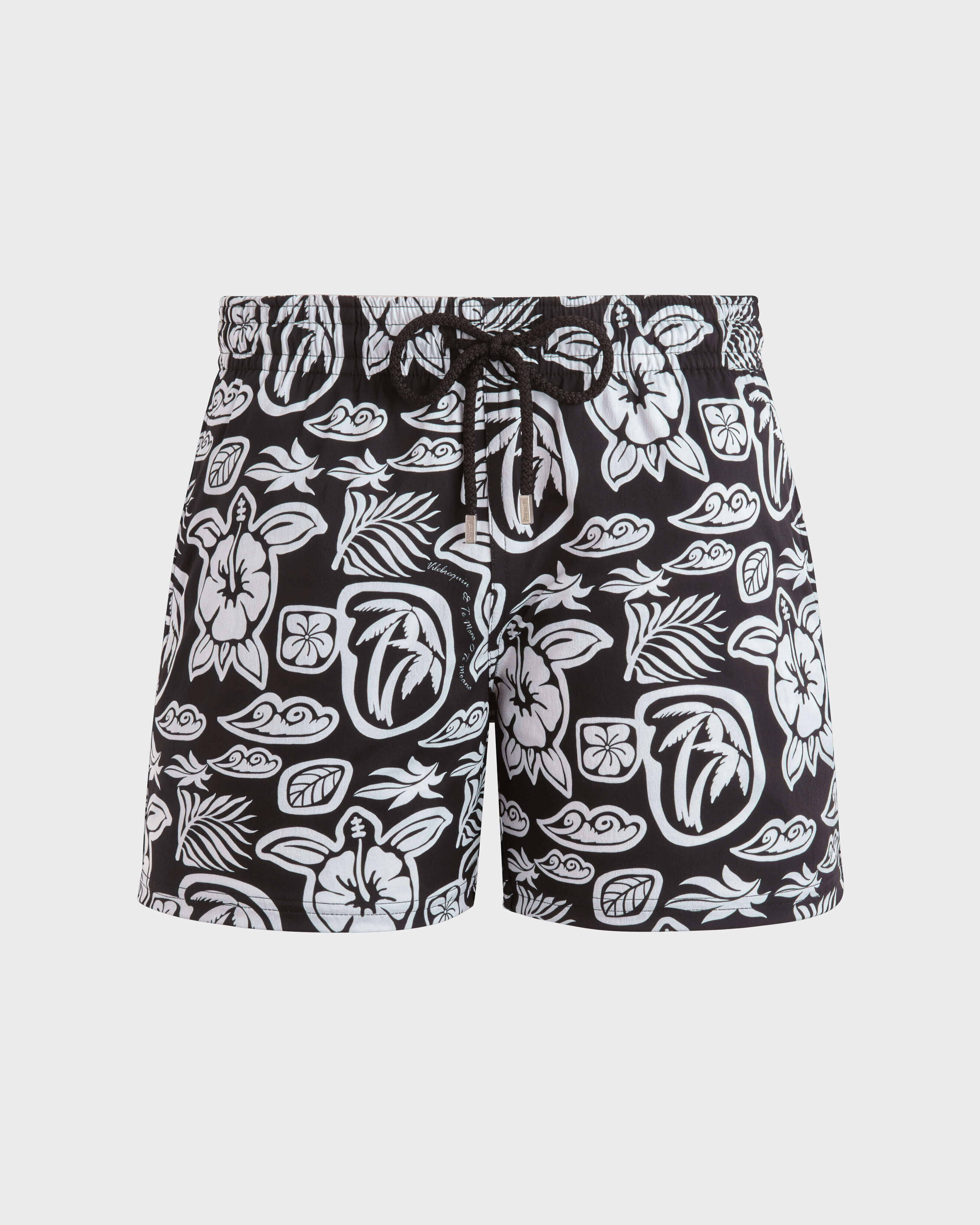 Maillot de bain court stretch homme Tahiti Turtles NOIR front view