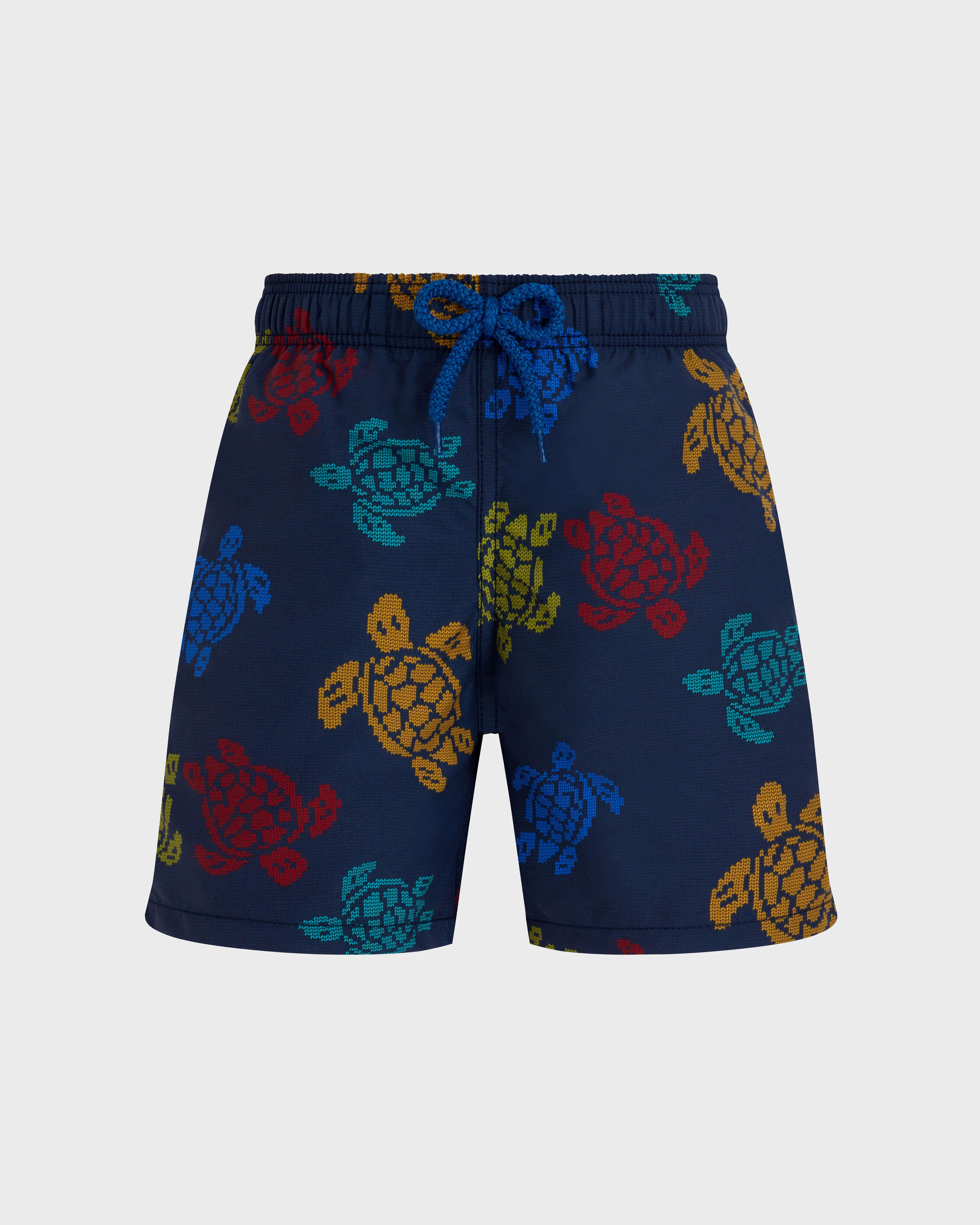 Boys Swim Trunks Ronde des Tortues Tricot - Vilebrequin x Falke NAVY front view