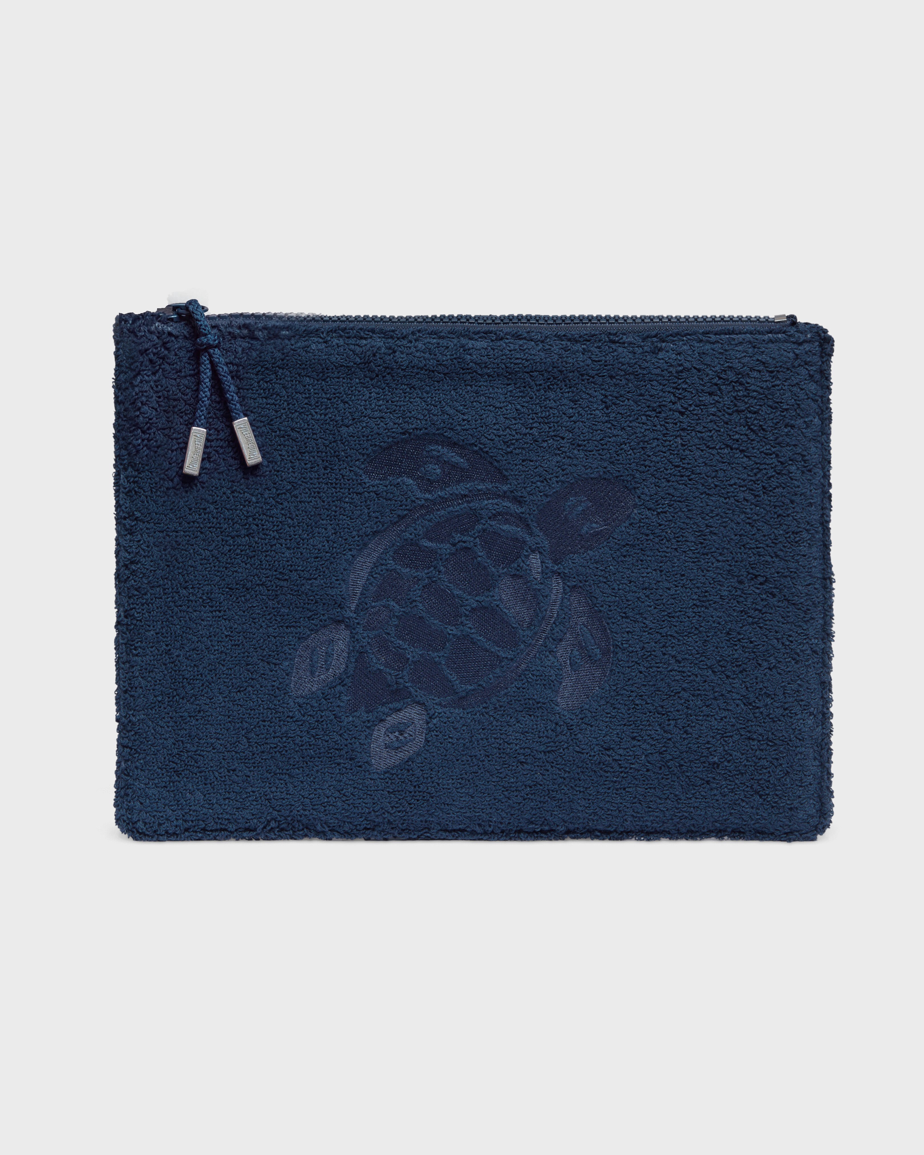 Bolsa de tejido terry con bordado de tortuga AZUL MARINO front view