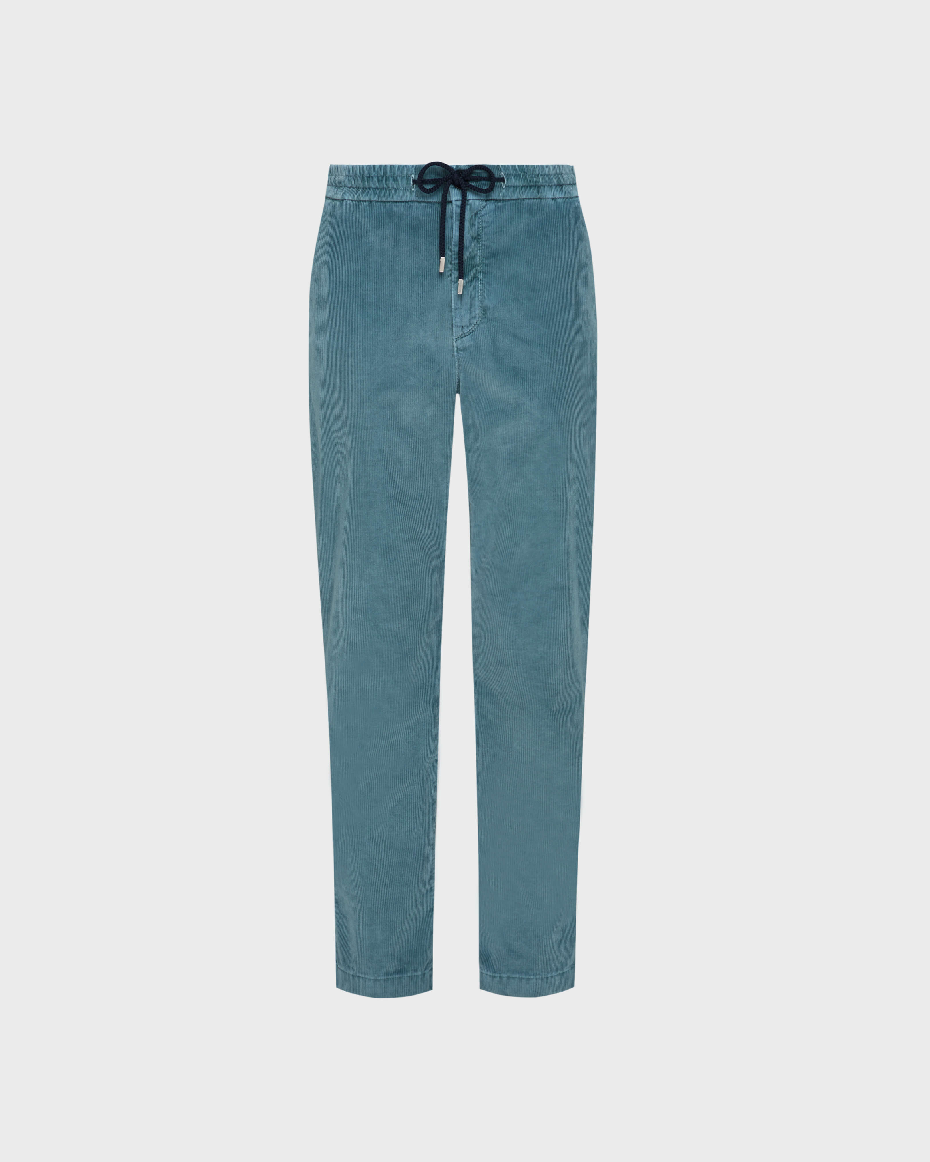 Men Elastic Waist Pants Velvet PEACOCK front view