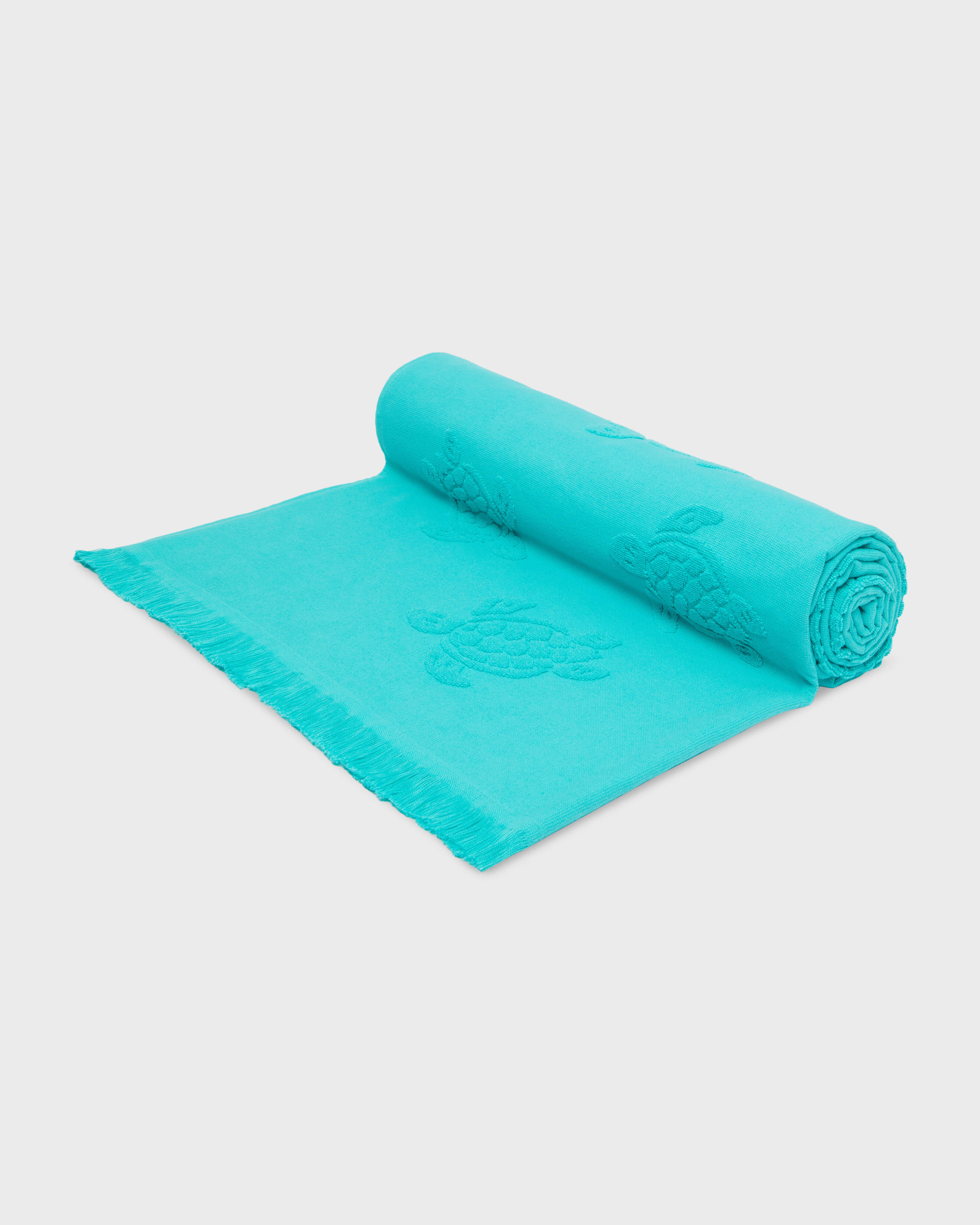 Beach Fouta in Organic Cotton Turtles Jacquard DISCO GREEN supp4 view
