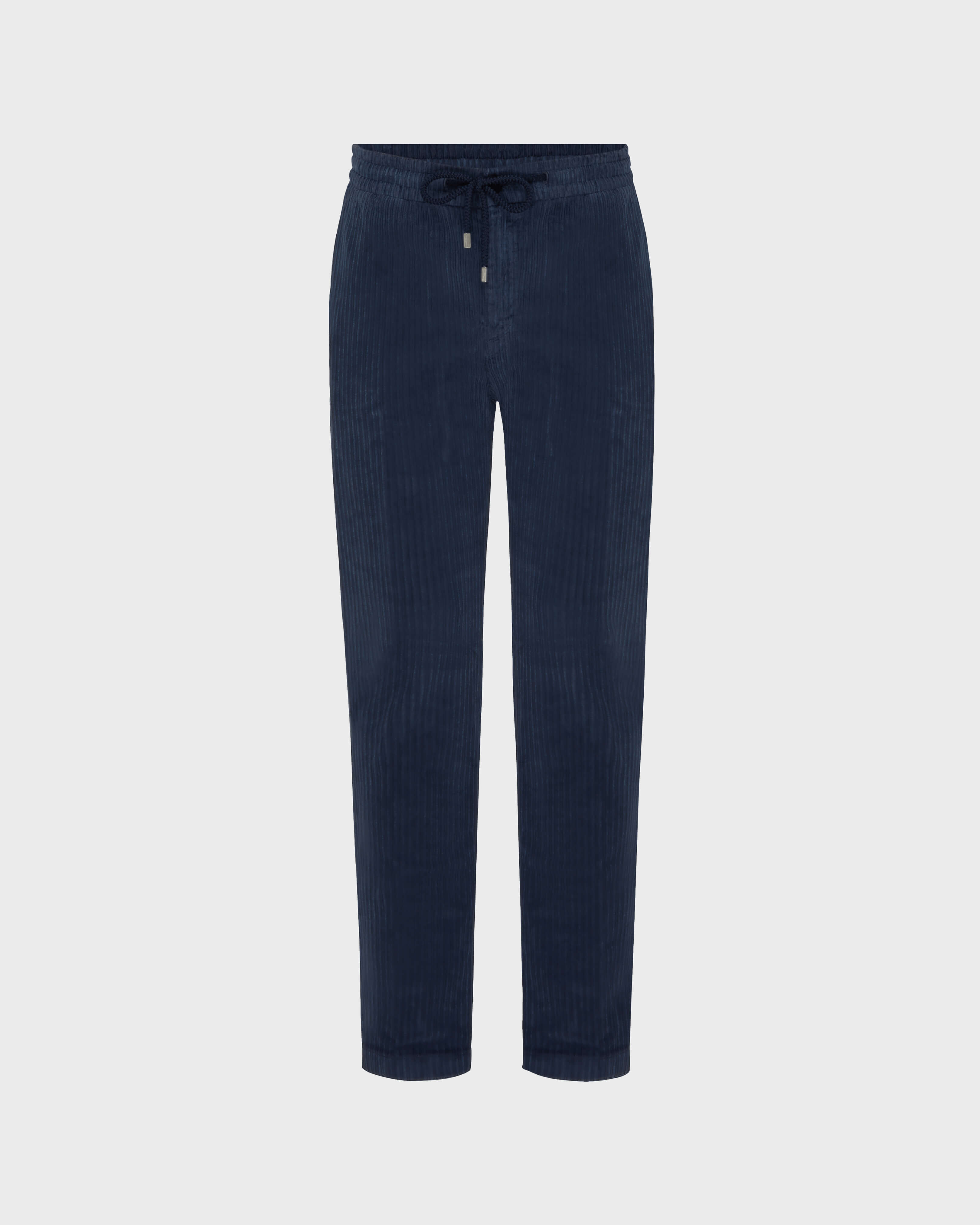 Men Large Lines Corduroy Jogger Pants Vintage NAVY front view