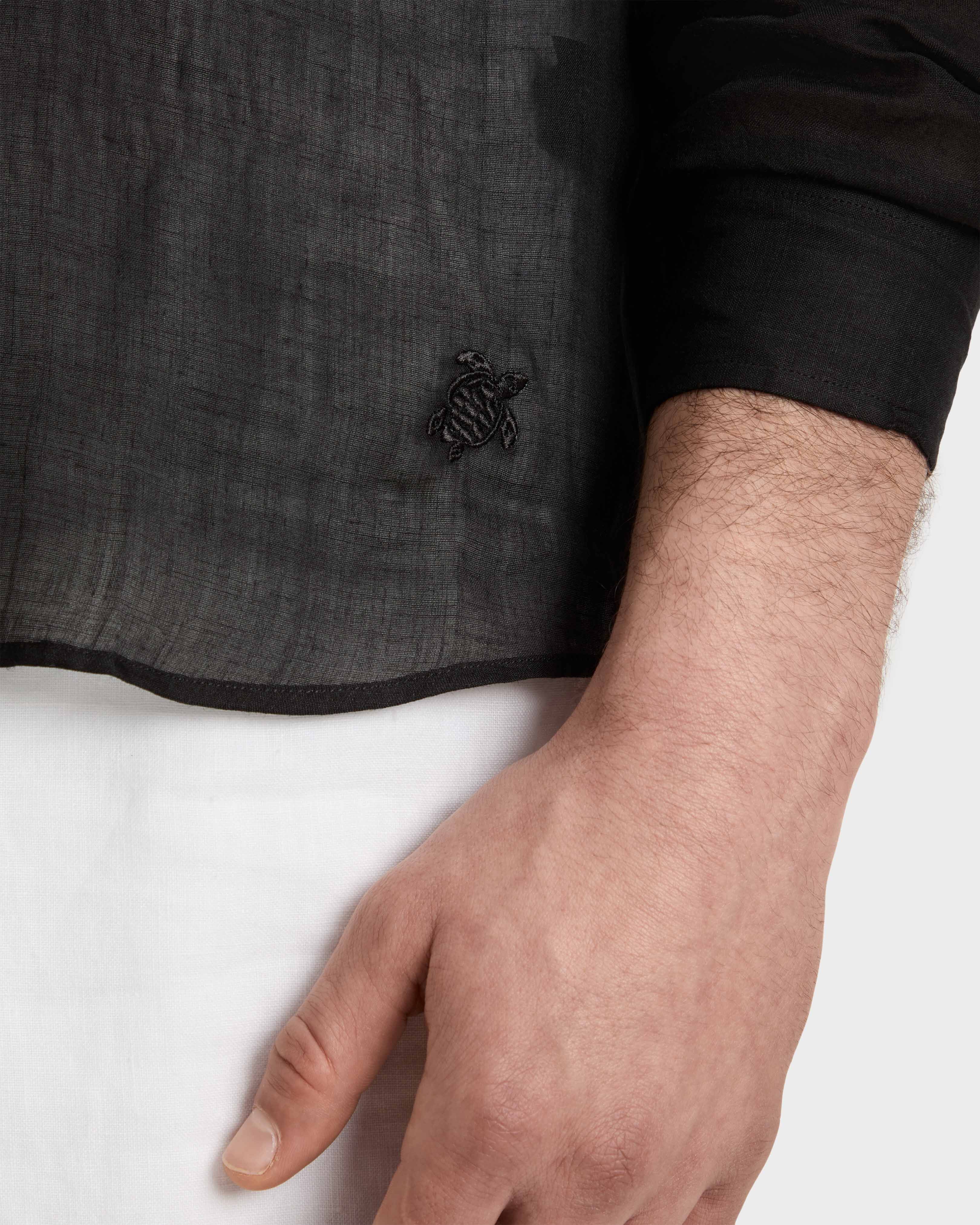 Camisa de ramio de color liso para hombre NEGRO supp1 view