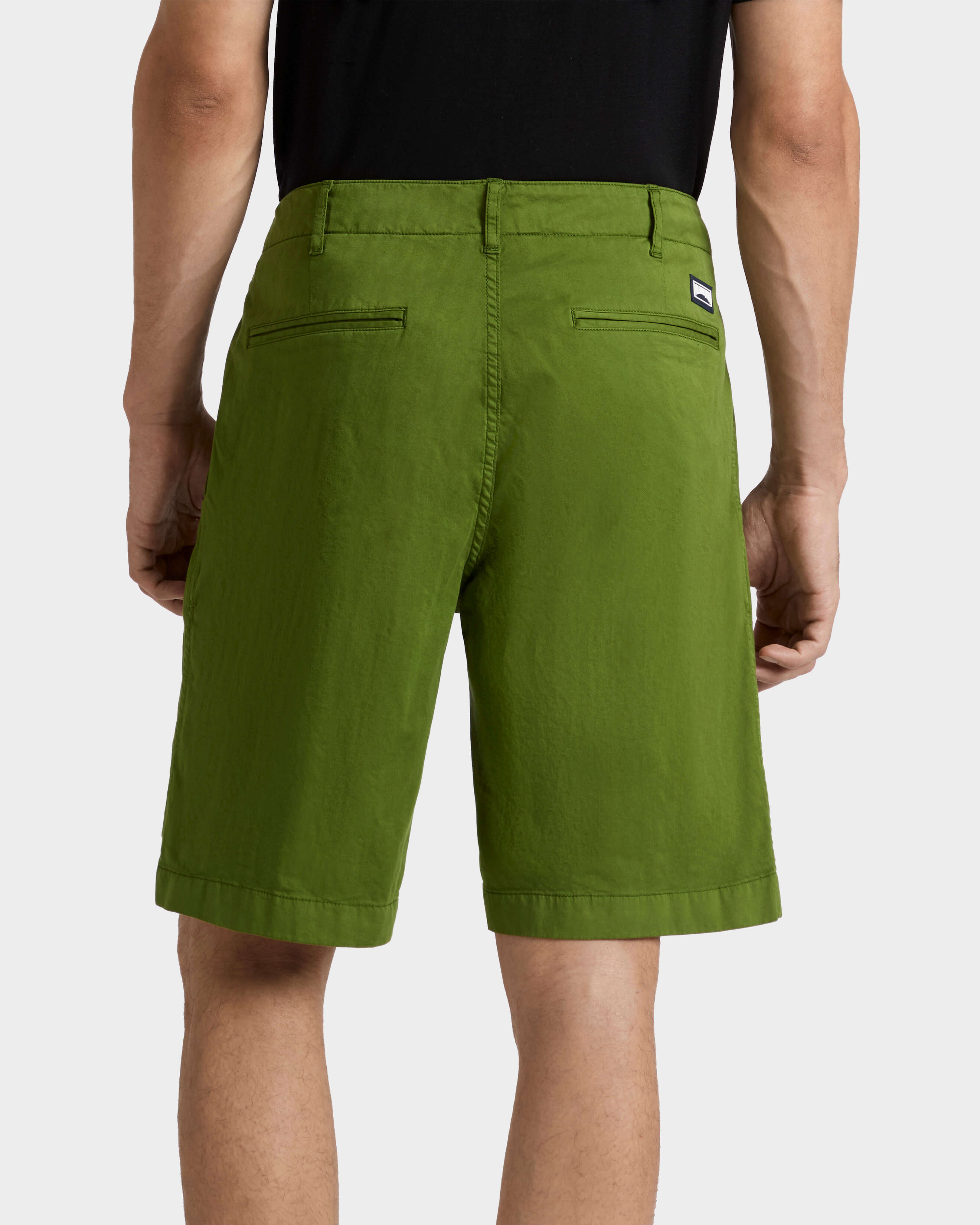 Men Satin Cotton Bermuda Shorts Solid MILITAIRE backworn view