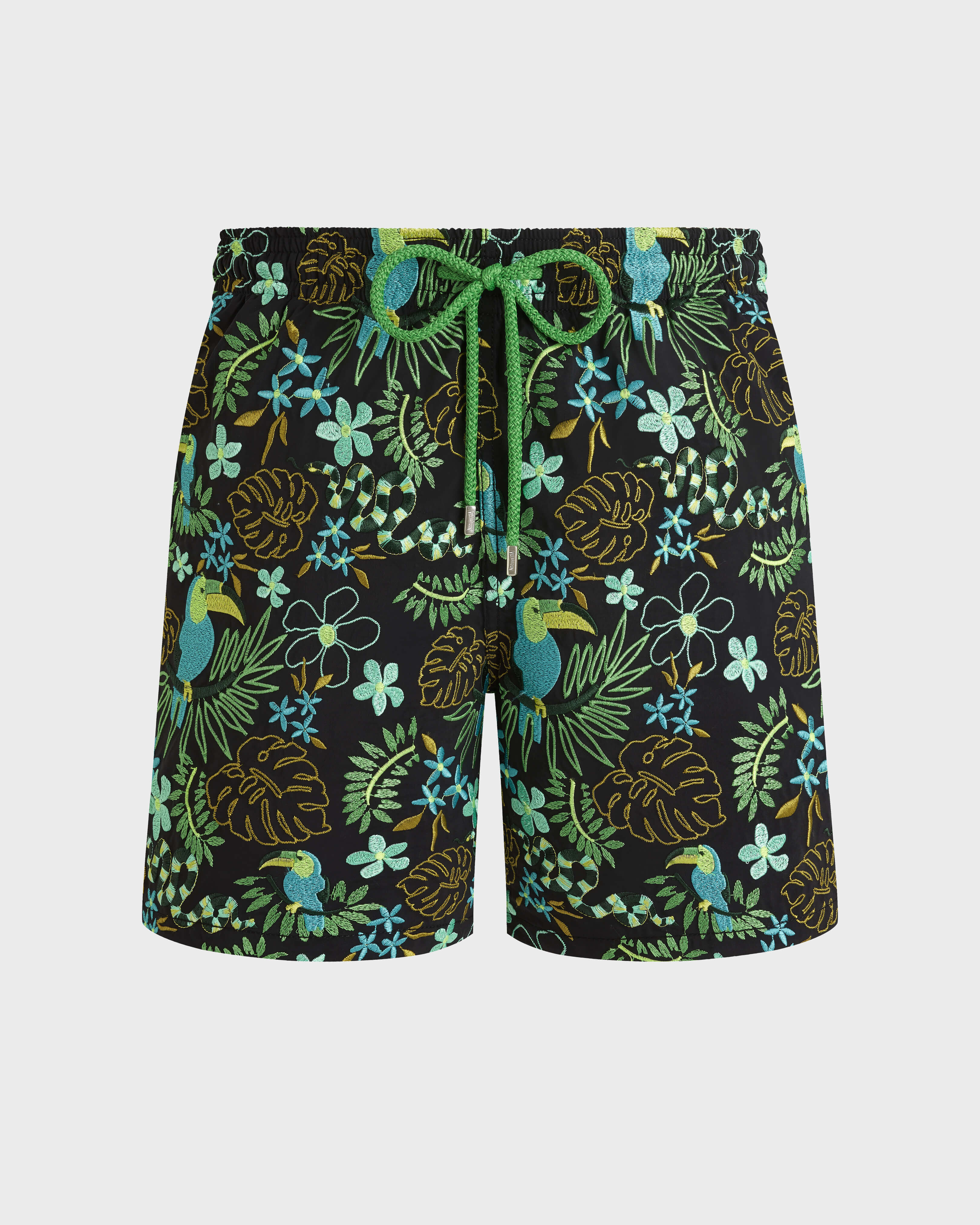Pantaloncini mare uomo ricamati Papel de Embrulho - Edizione limitata NERO front view