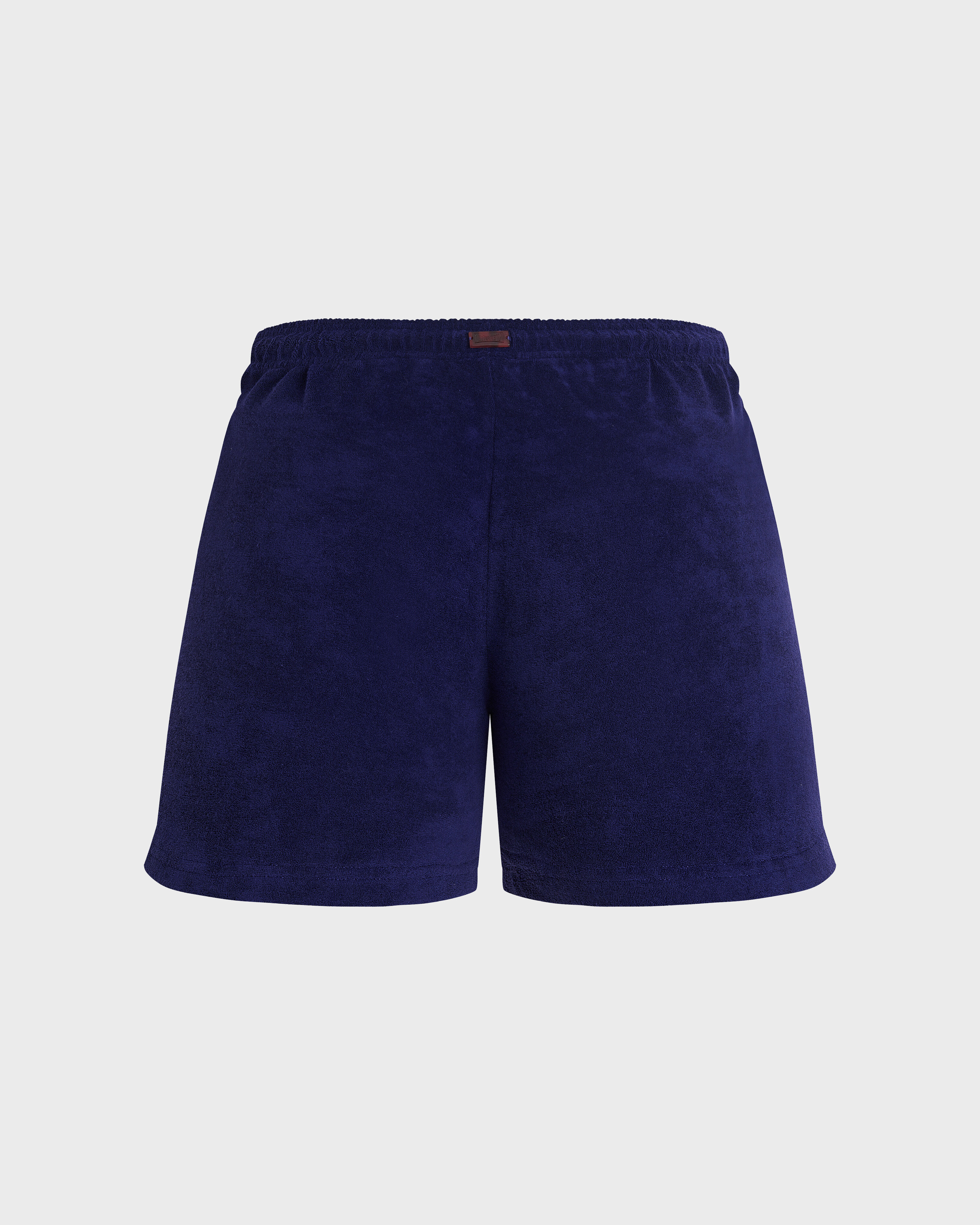 Short  en éponge femme uni BLEU MARINE back view